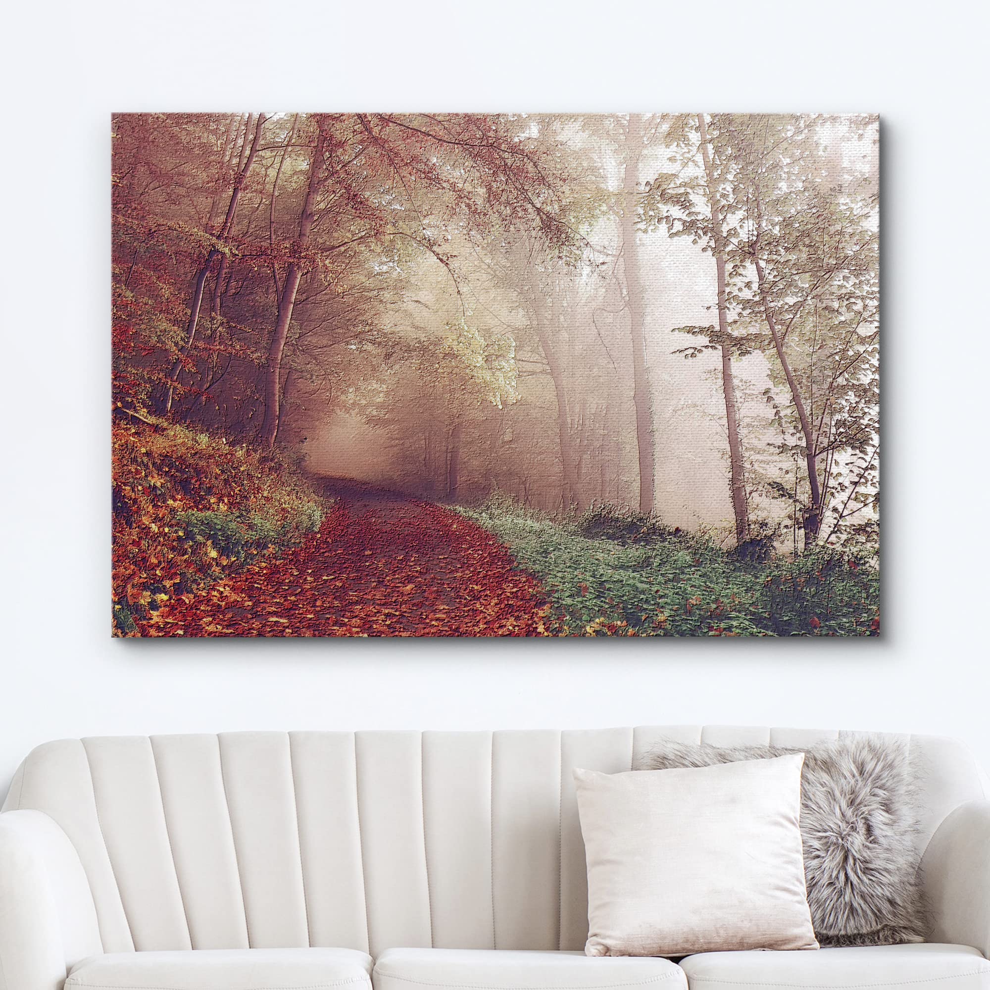 Wall26 Canvas Print Wall Art Path In The Red Pine Tree Forest Nature Wilderness Photography Modern Art Rustic Scenic Colorful Mu
