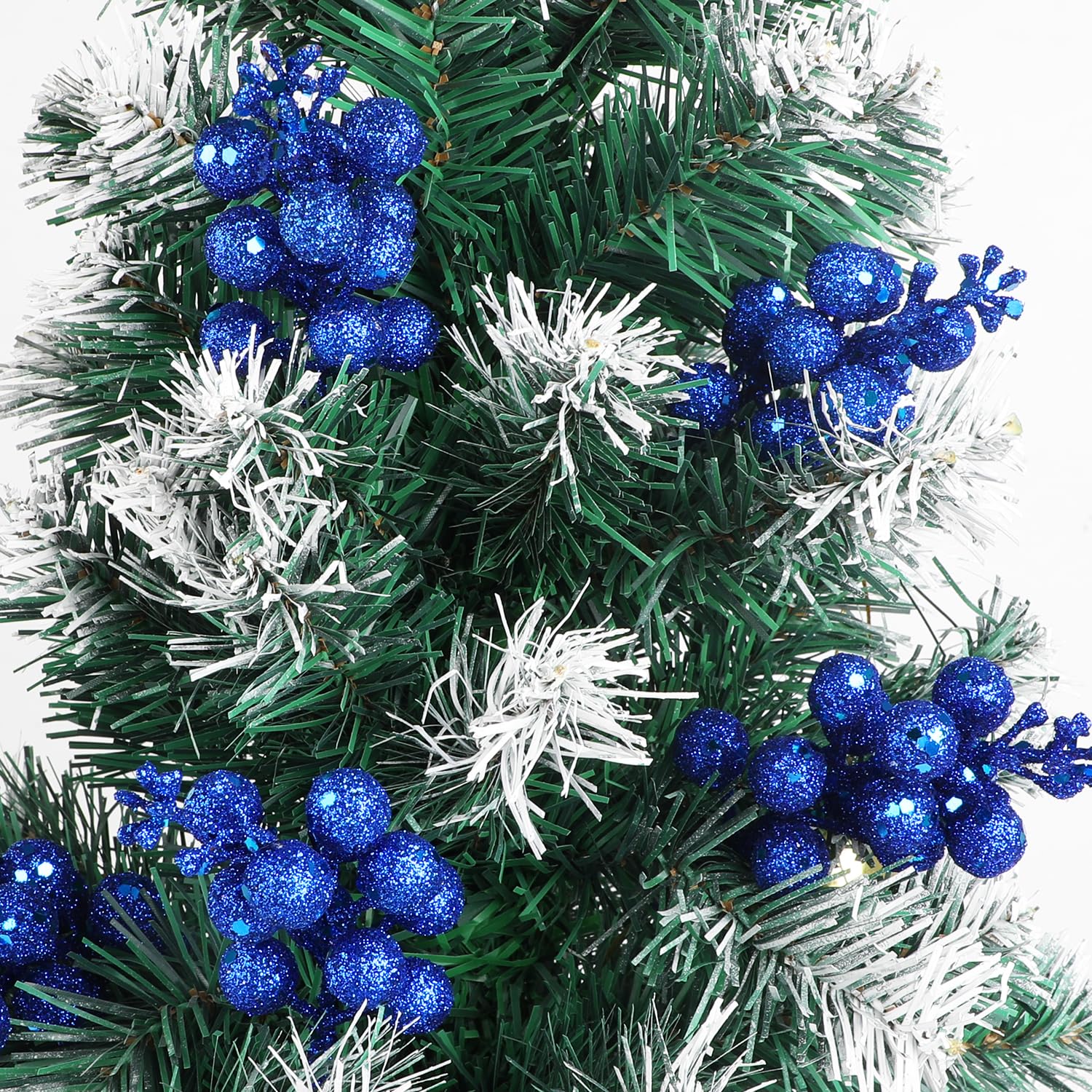 DIYASY Glitter Picks for Christmas Tree, 20Pcs Berry Stems Artificial Branches Xmas Tree Filler Holiday Wreath Garland Decoratio