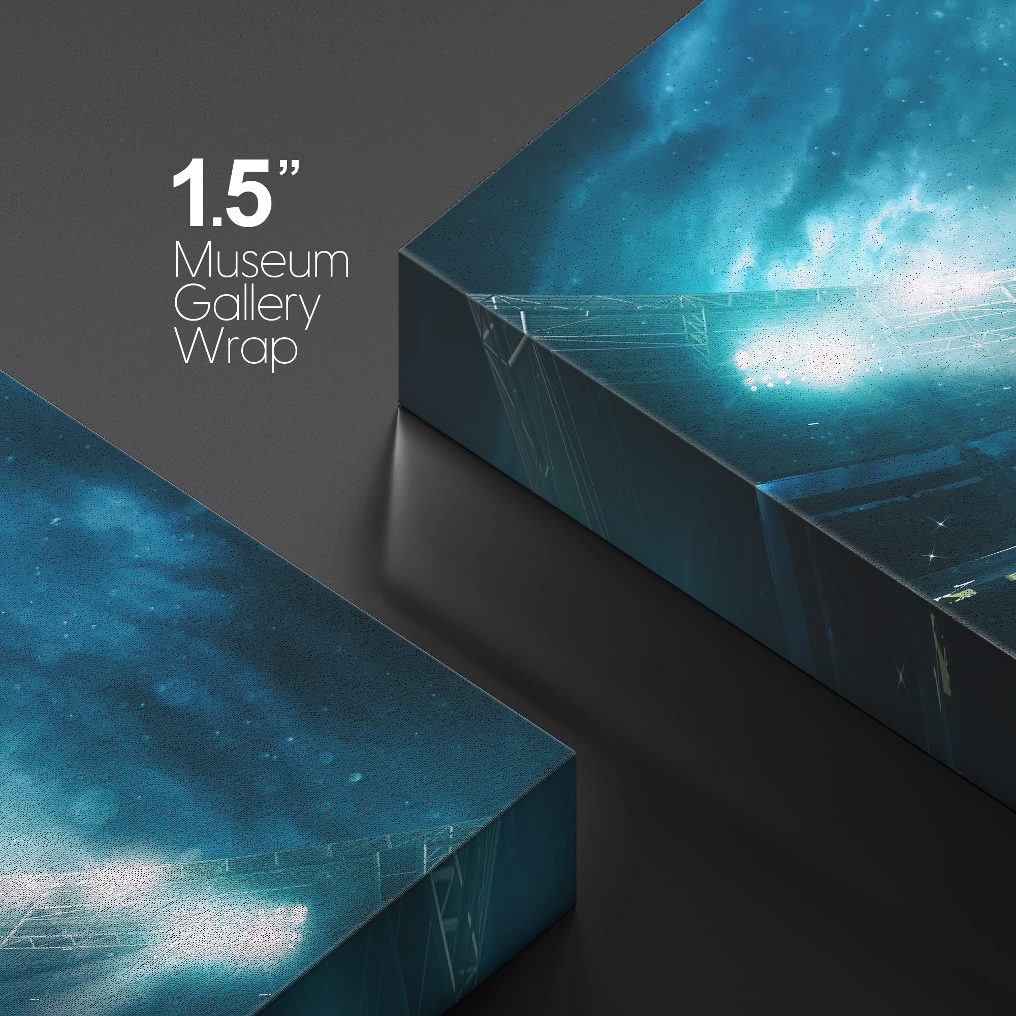 Wall26 Canvas Print Wall Art Vibrant Neon Blue Soccer Ball World Cup Stadium Boys Room Decor Sports Fitness Photography Realism