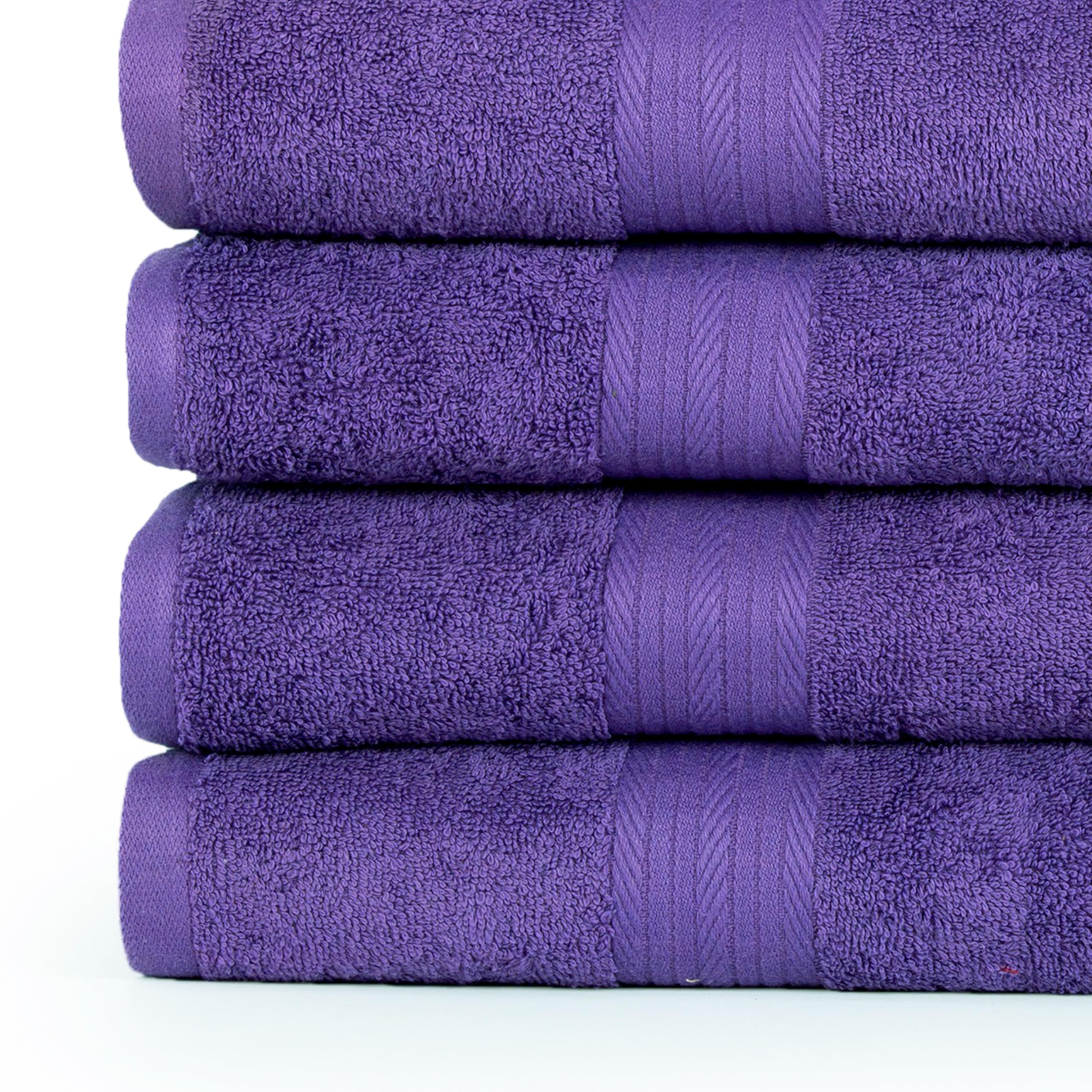 Ample Decor Bathroom Towel Set of 18-4 Hand Towel  4 Bath Towel  10 Wash Cloths - Oeko Tex Certified 600 GSM 100% Cotton - High Absorbency Quick Drying  Ideal for Gifting - Purple