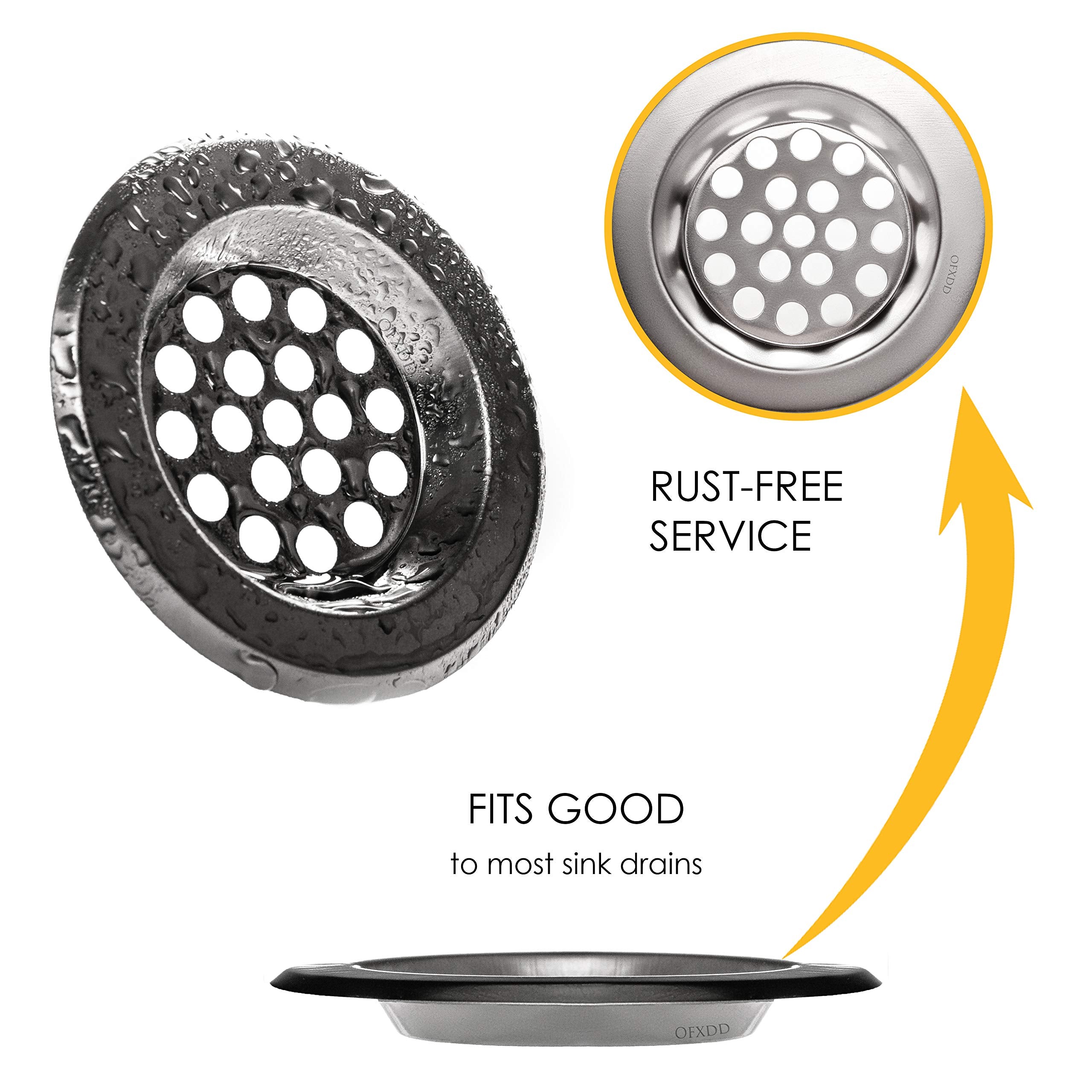 Sink Strainer 2.5 Inch - Sink Hair Catcher For Kitchen & Bathroom - Tub & Sink Drain Protector From Food, Waste, Hair, Stainless