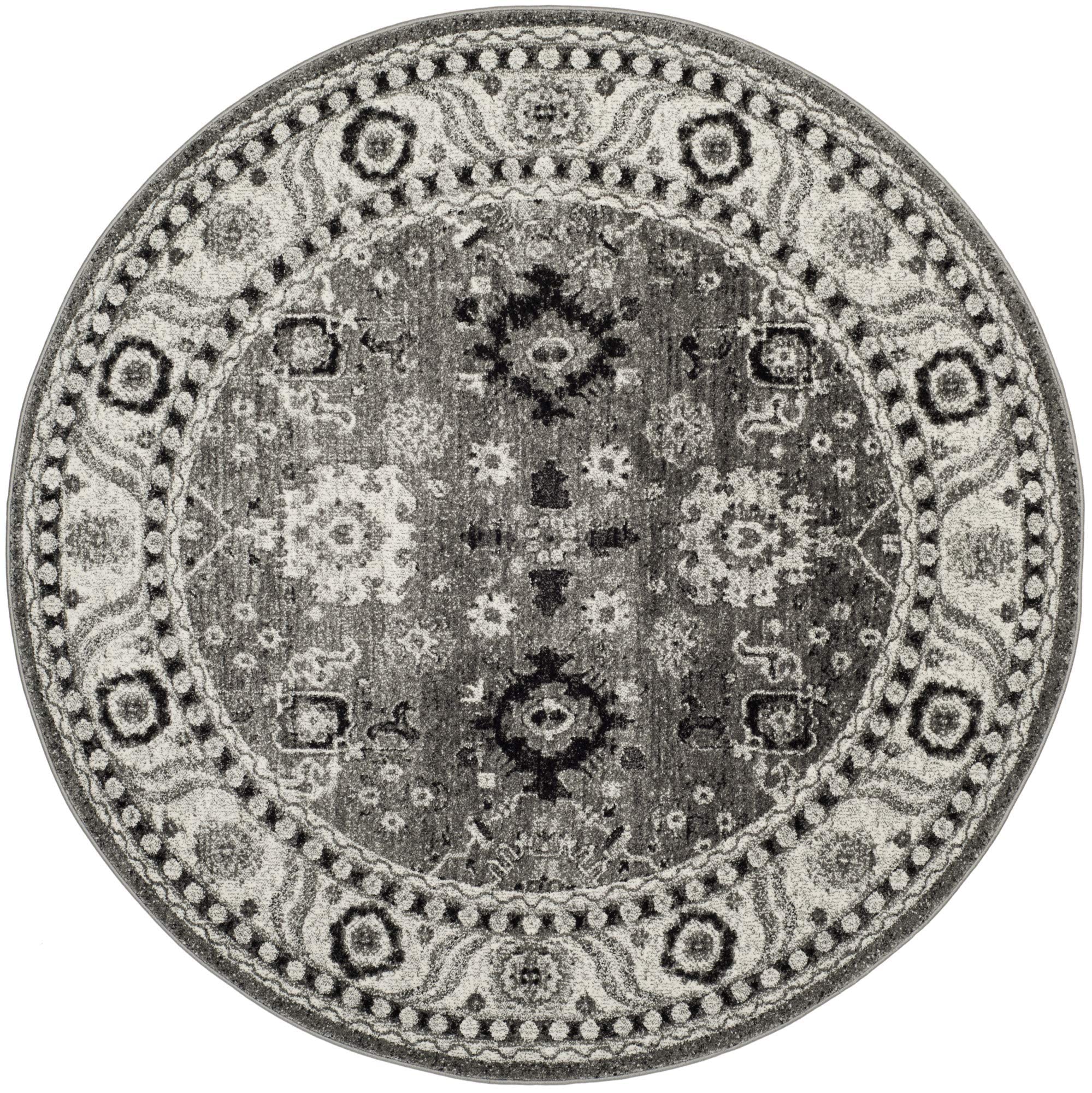 SAFAVIEH Vintage Hamadan Collection 67 Round Grey/Black VTH214K Oriental Traditional Persian Non-Shedding Dining Room Entryway 