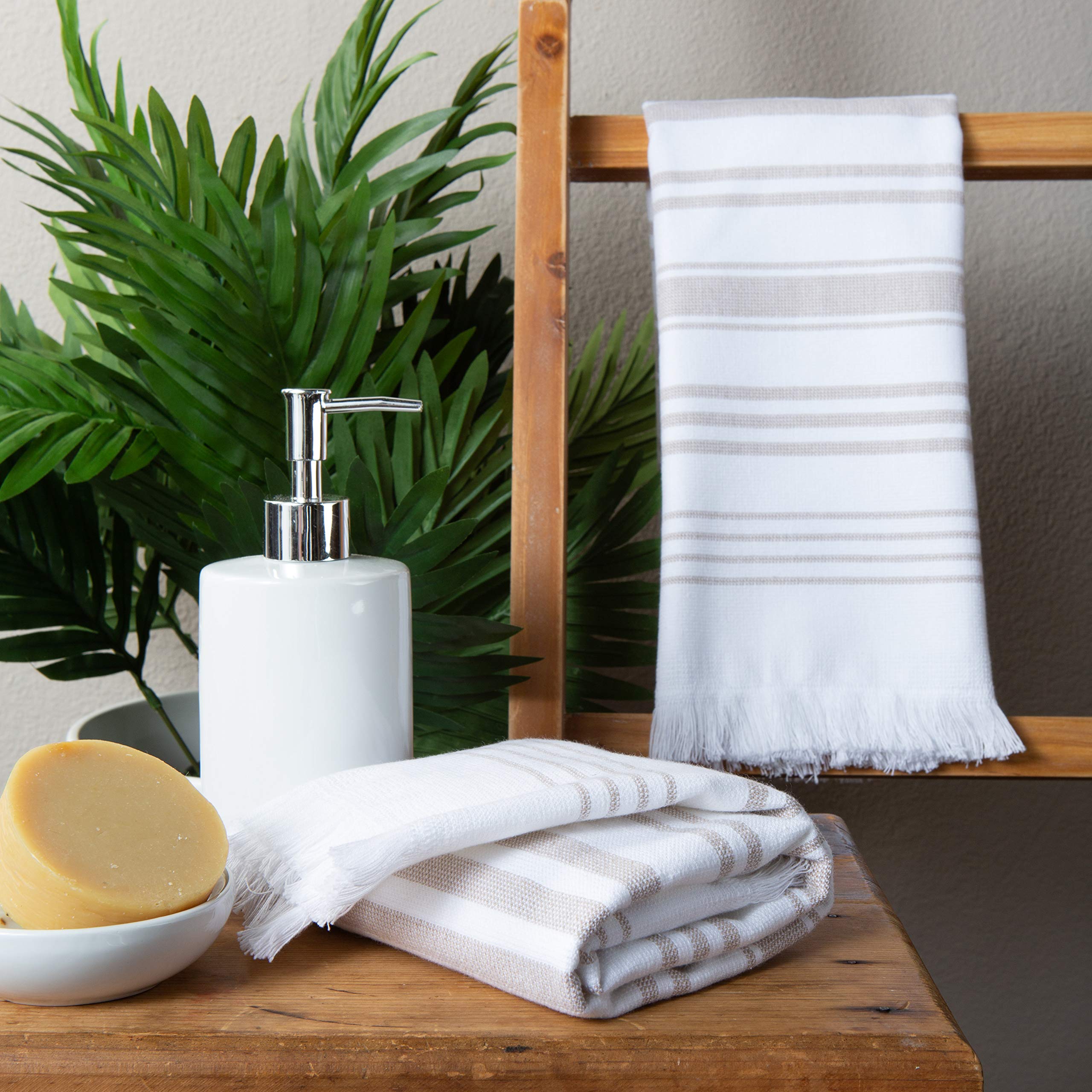 Hand Towels For Bathroom Set Of 2, 100% Cotton, 28X16 In, Turkish White Soft And Absorbent Decorative Bath Hand Towels, Modern T