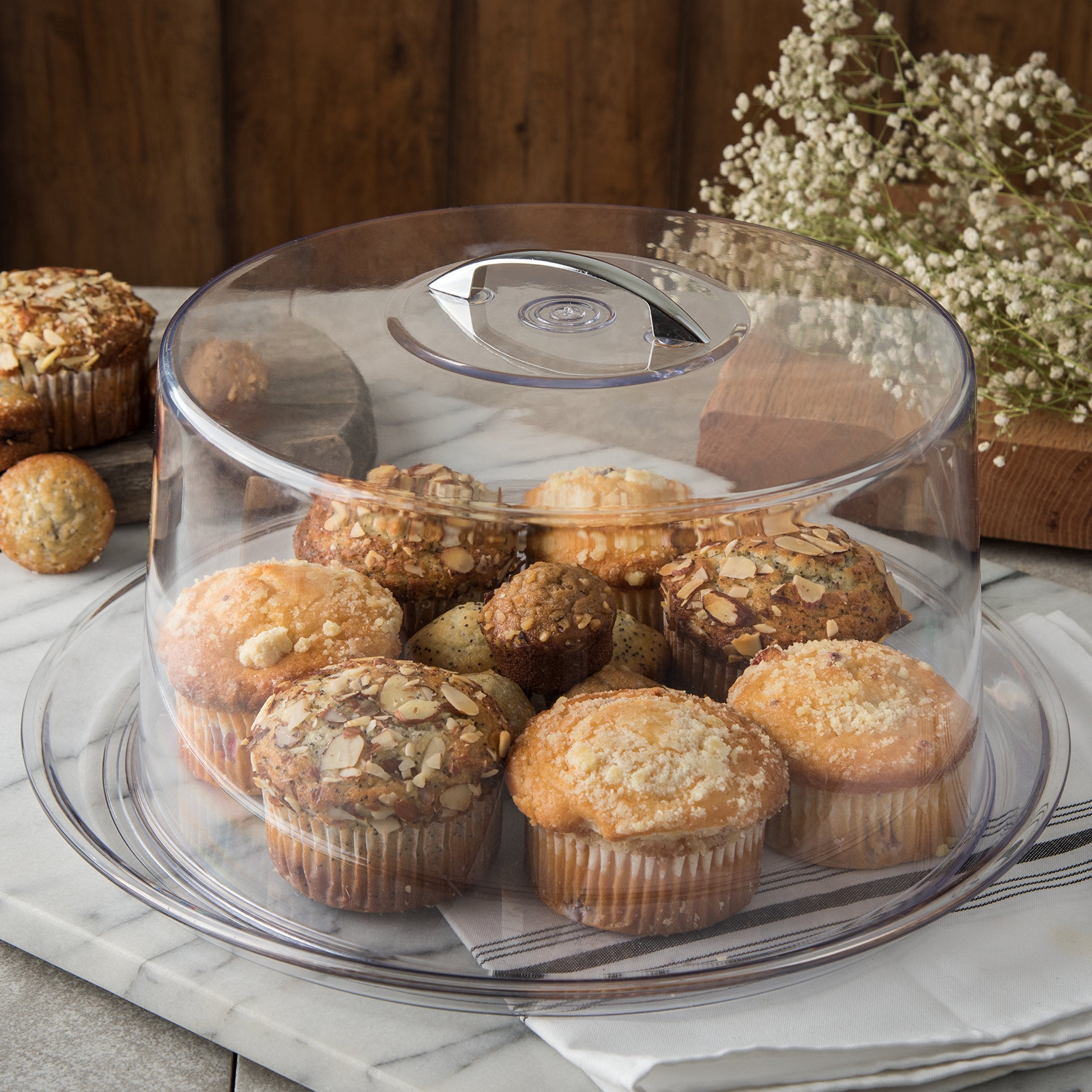 Carlisle Foodservice Products Cake Cover Round Cover For Catering, Kitchen, Restaurant, Plastic, 12 Inches, Clear