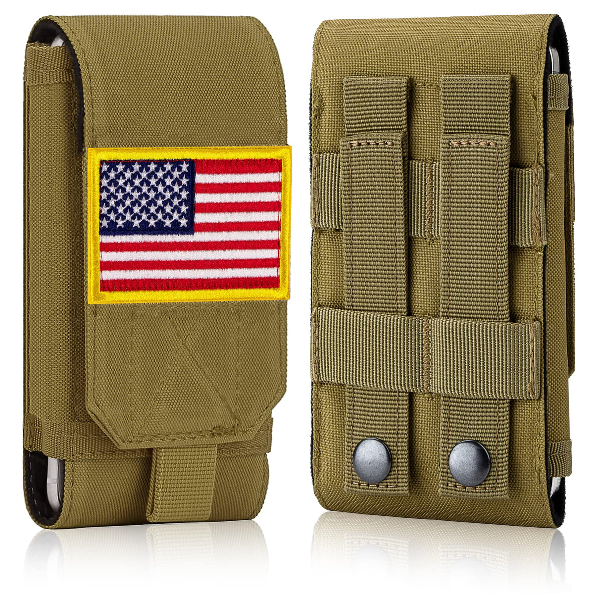 Ironseals Tactical Molle Phone Cover Case, Heavy Duty Loop Belt Holster Pouch With Flag Patch For Iphone 14 Plus14 Pro Max14 Pro