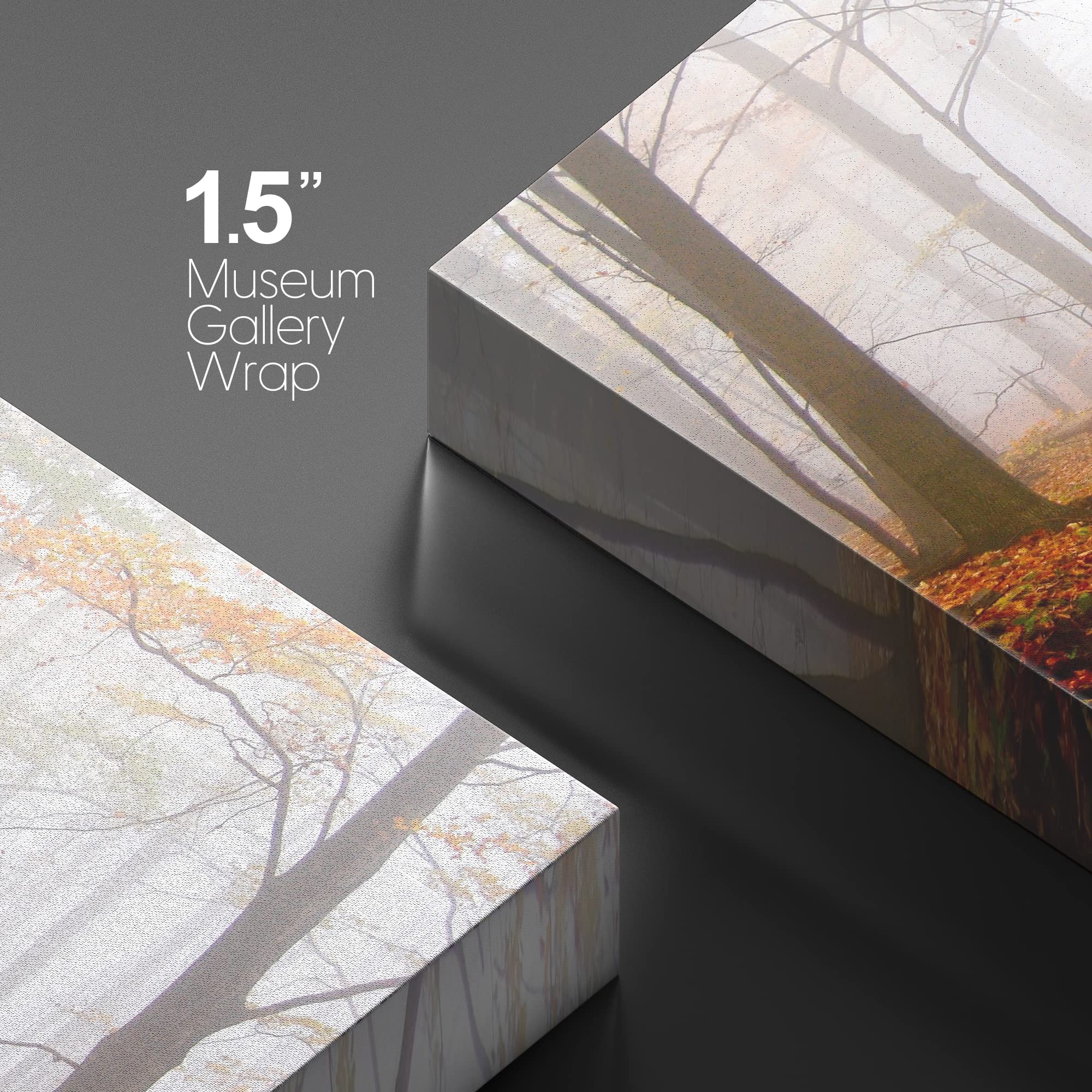 Wall26 Canvas Print Wall Art Foggy Autumn Forest Path With Orange Leaves Nature Wilderness Photography Modern Art Rustic Scenic