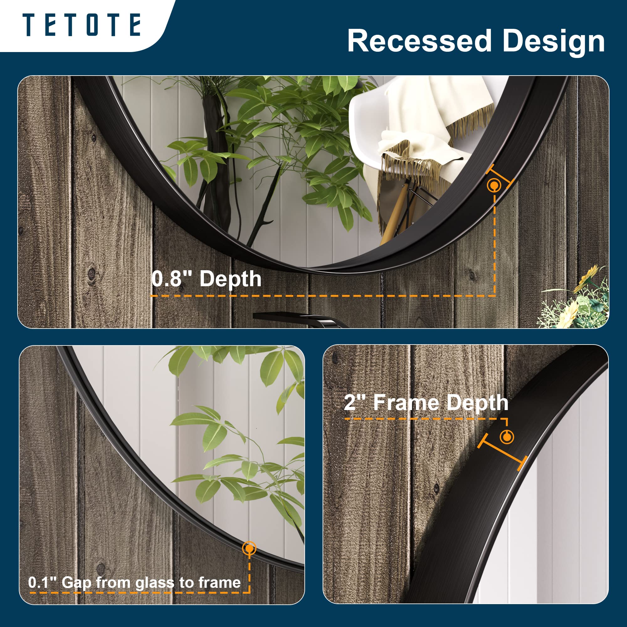Tetote Black Oval Bathroom Mirror, 24 X 36 Matte Black Framed Wall Mounted Mirror For Vanity, Modern Decorative Shatterproof Ova