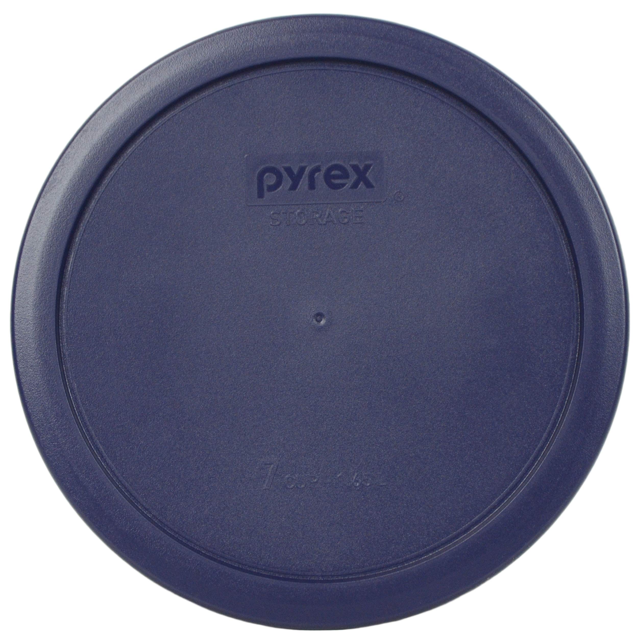 Pyrex (3) 7403-Pc 10 Cup, (3) 7402-Pc 6/7 Cup, (3) 7201-Pc 4 Cup Blue Round Replacement Food Storage Lids, Made In Usa