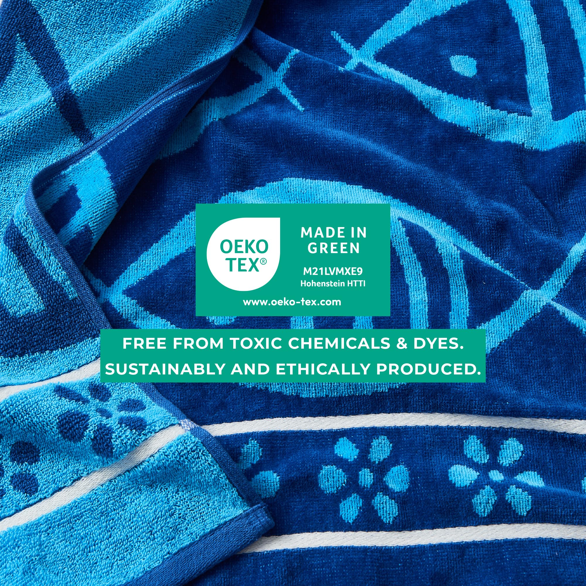 Great Bay Home 100% Cotton Beach Towels | 2 Pack Of 30 X 60'' Navy Pool Towels For Adults And Kids | Absorbent & Quick Dry Towel