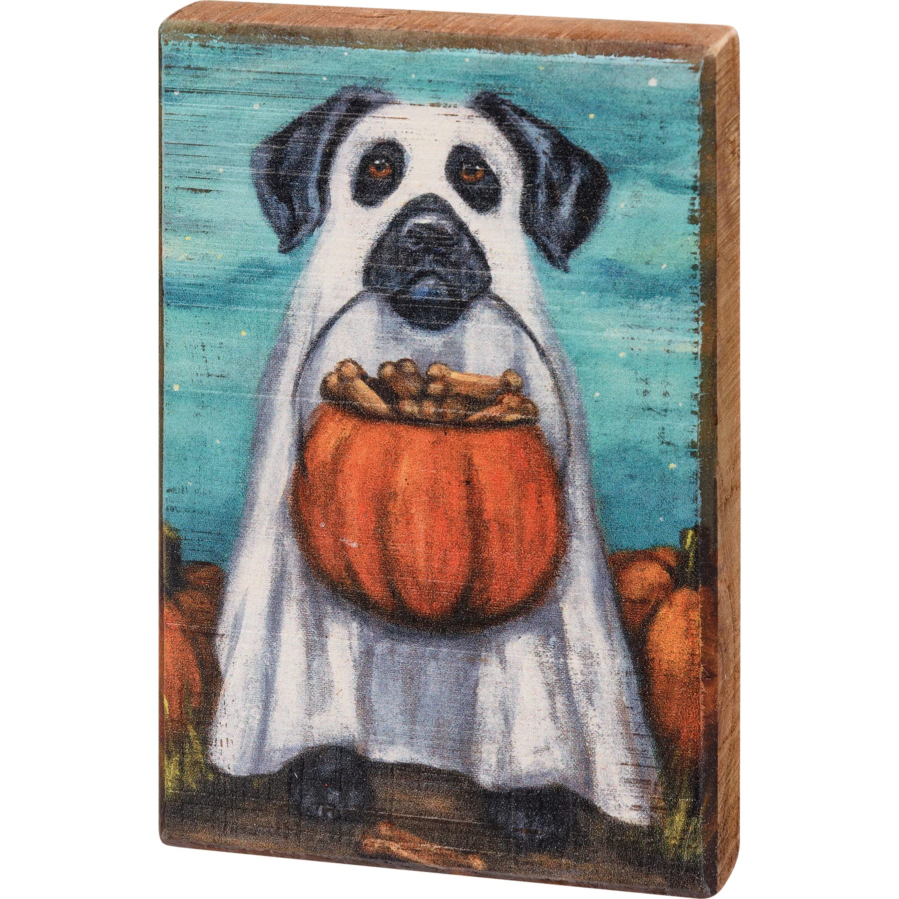 Primitives By Kathy 113689 Ghost Dog Block Sign, 6-inch Height