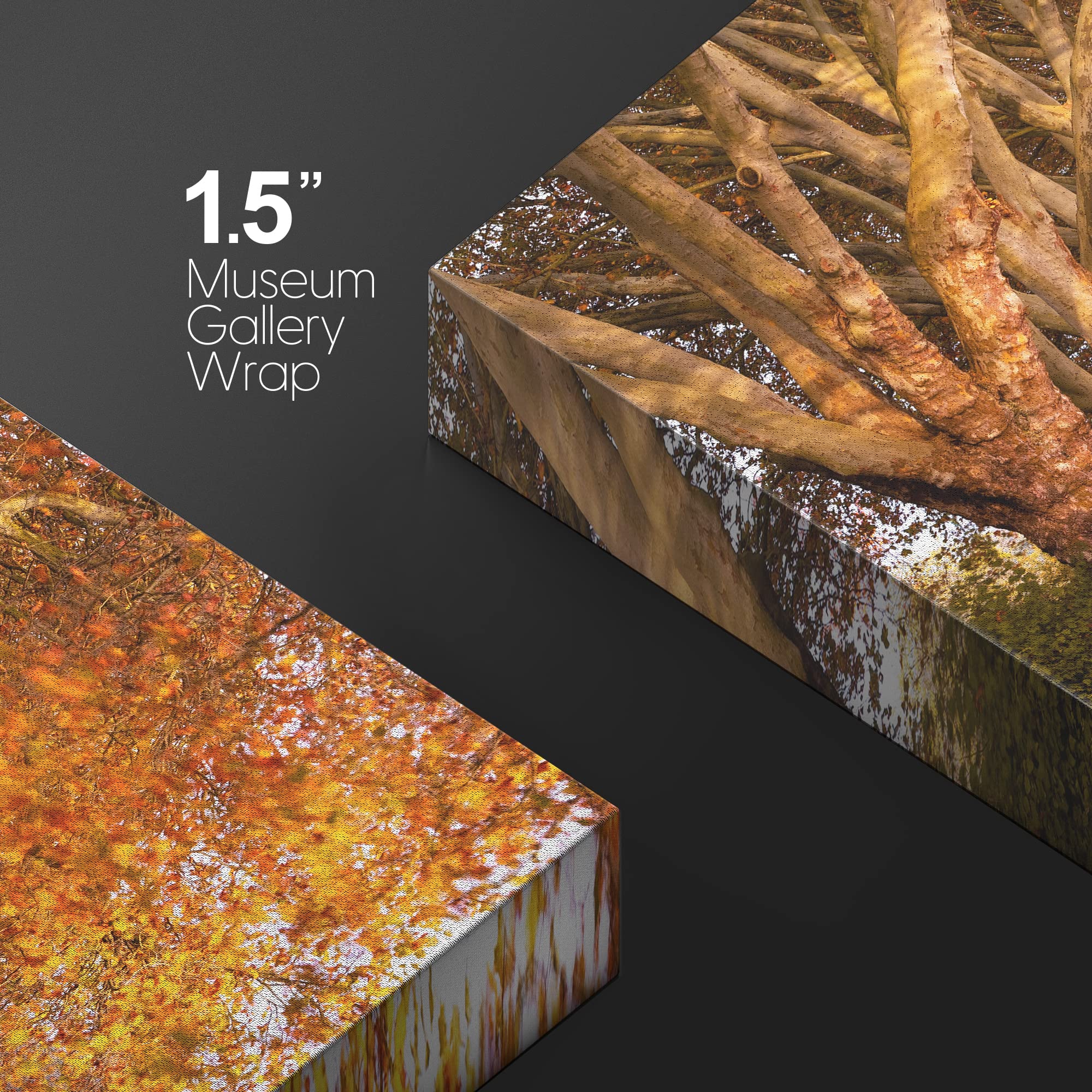 Wall26 Canvas Print Wall Art Autumn Fall Orange Leaf Forest Lake Nature Wilderness Photography Realism Earth Scenery Rustic Scen