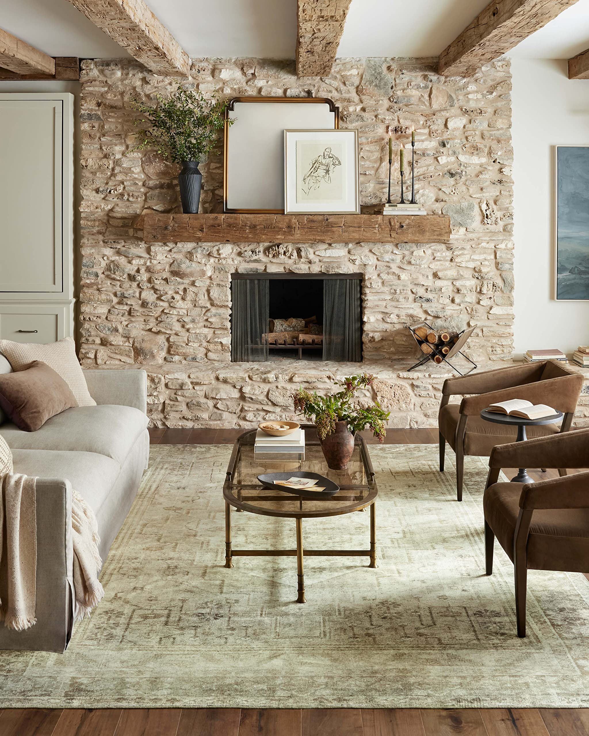 Loloi Magnolia Home by Joanna Gaines x Banks Natural/Granite 7-6 x 9-6 Area Rug
