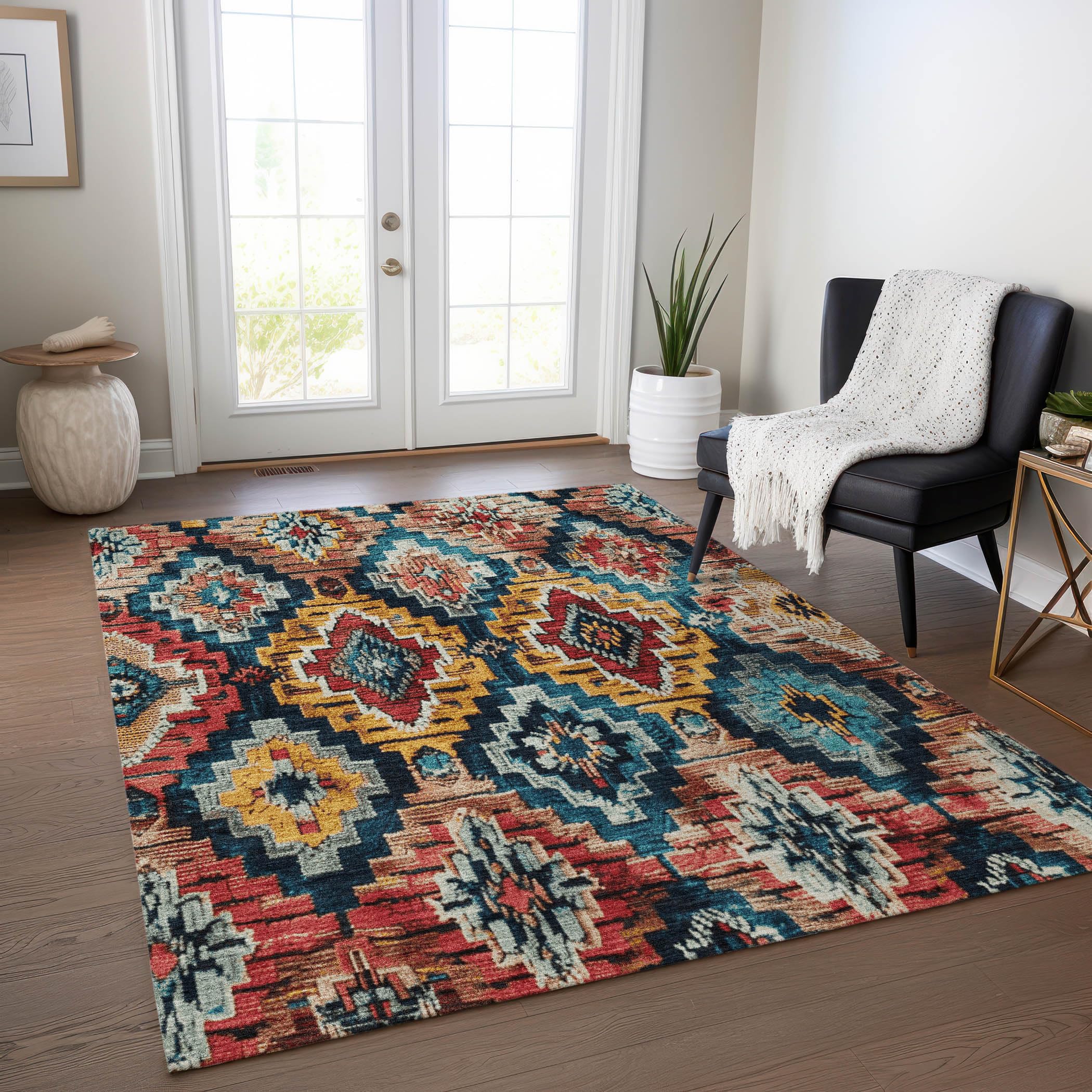 Machine Washable Indoor/Outdoor Chantille Rust 10 x 14 Rug