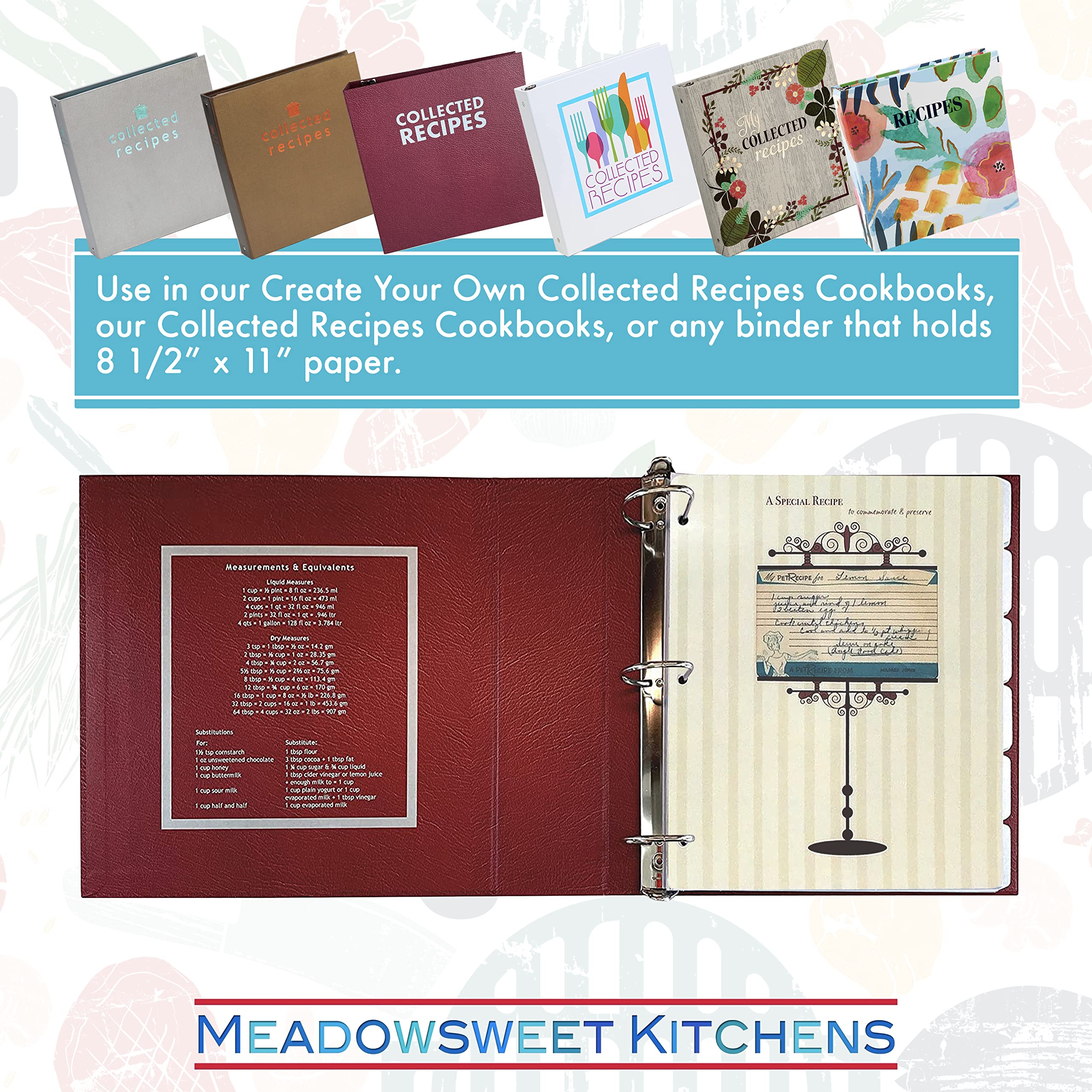 Meadowsweet Kitchens 3 X 5 Vintage Recipe Card Holders For 3 Ring Binders
