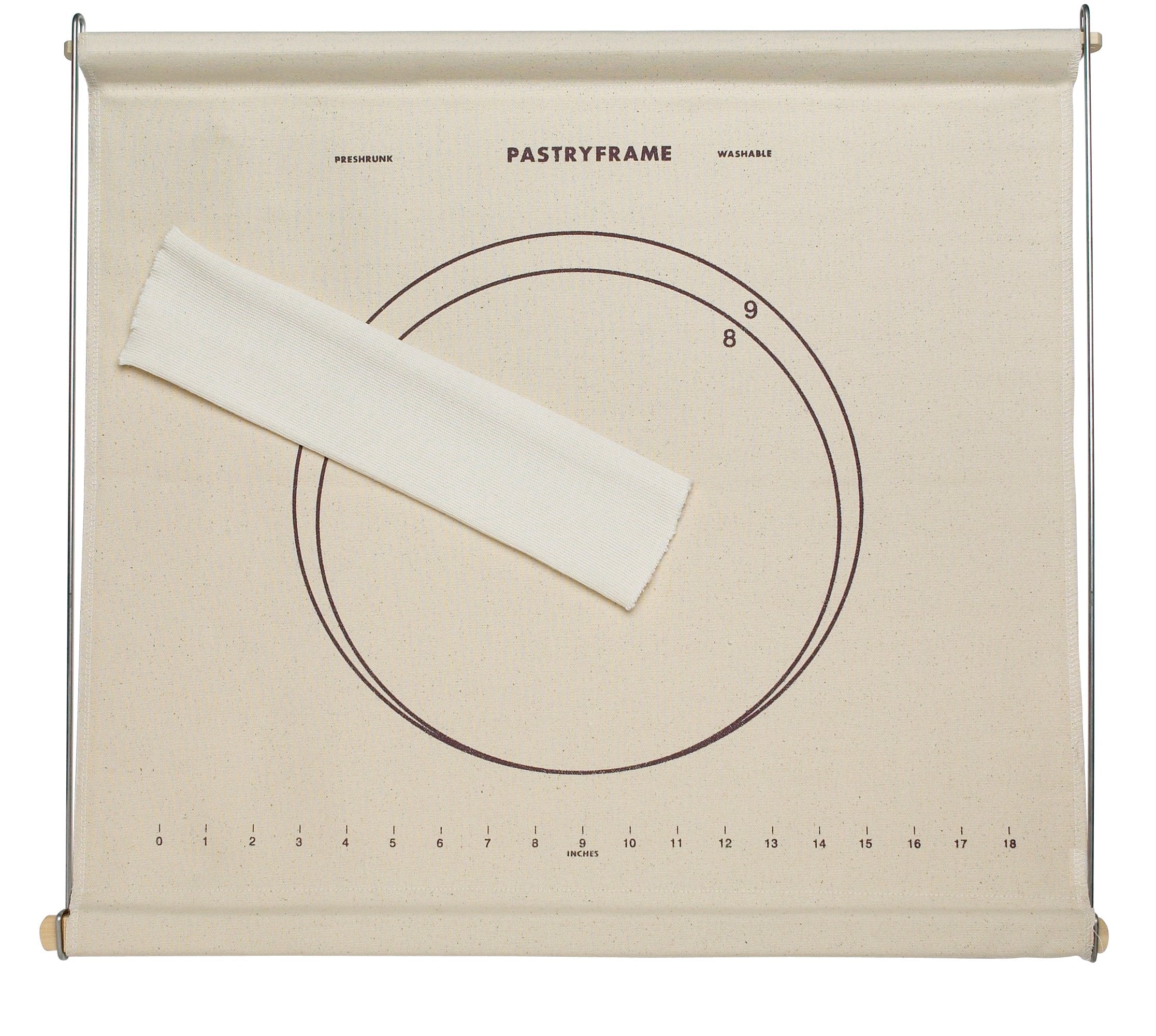 Mrs. Andersons Baking Non-Stick Pastry Cloth Frame And Rolling Pin Cover Set, Collapsible With Printed Measurement Guides, 20-In