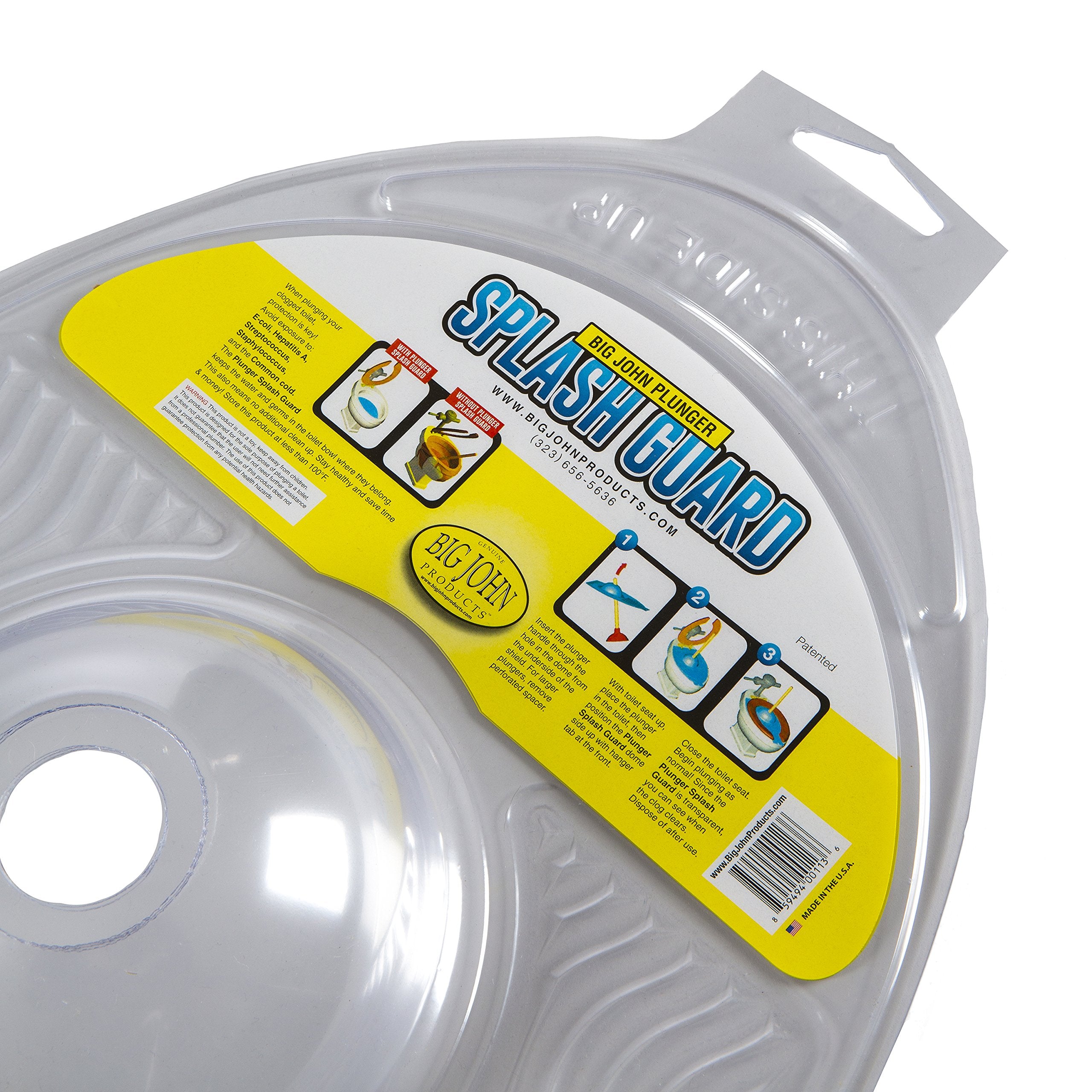 Big John Plunger Splash Guard -For Standard Sizes Toilets - Fits a Wide Array of Plunger Sizes - 3-Pack