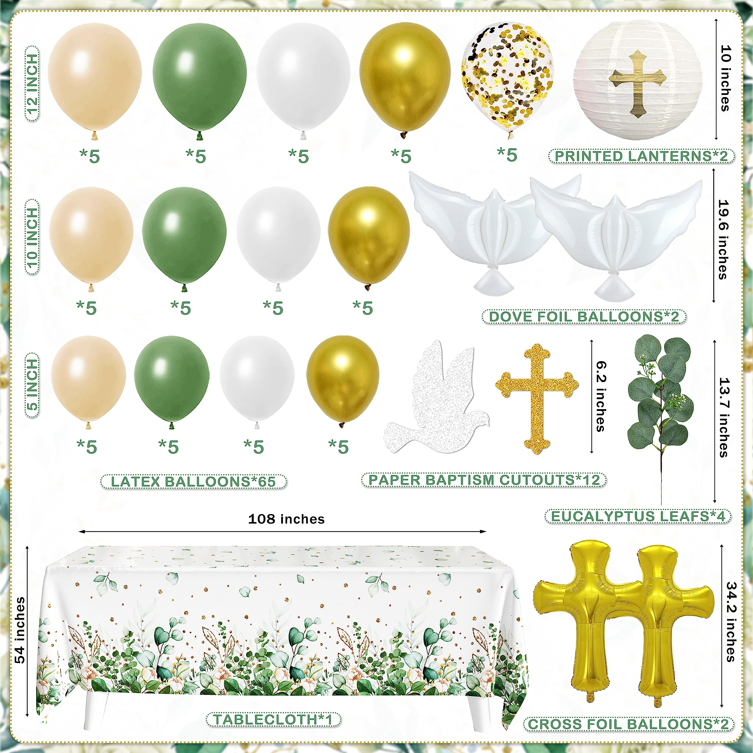 Baptism Party Decorations Mi Bautizo Party Supplies First Communion Decor Boys Girls Baby Shower Christening Decorations God Ble
