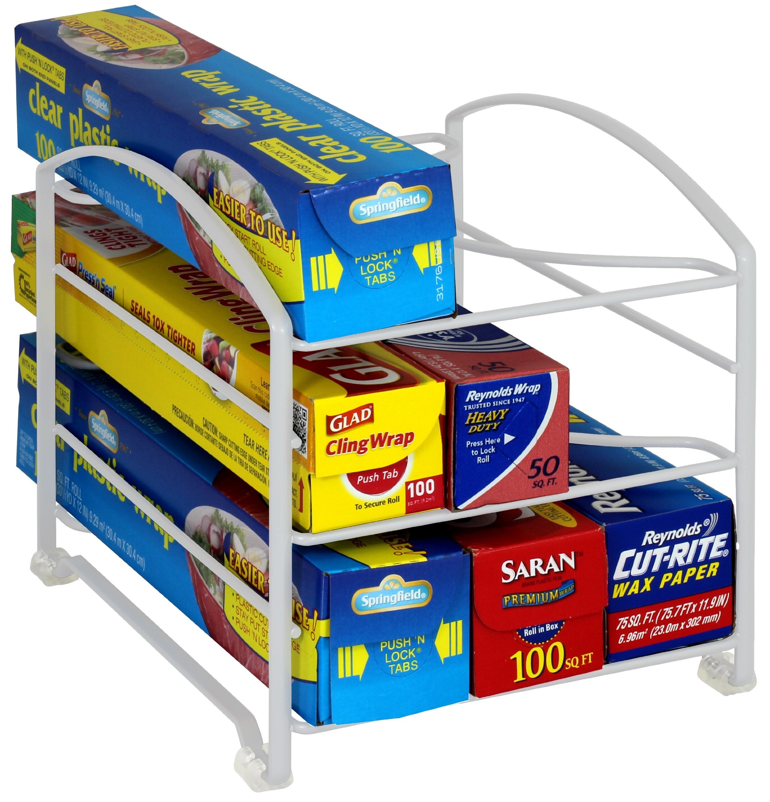 Decobros Kitchen Wrap Organizer Rack,White (Small/Standard, 2-1/2'' Box)