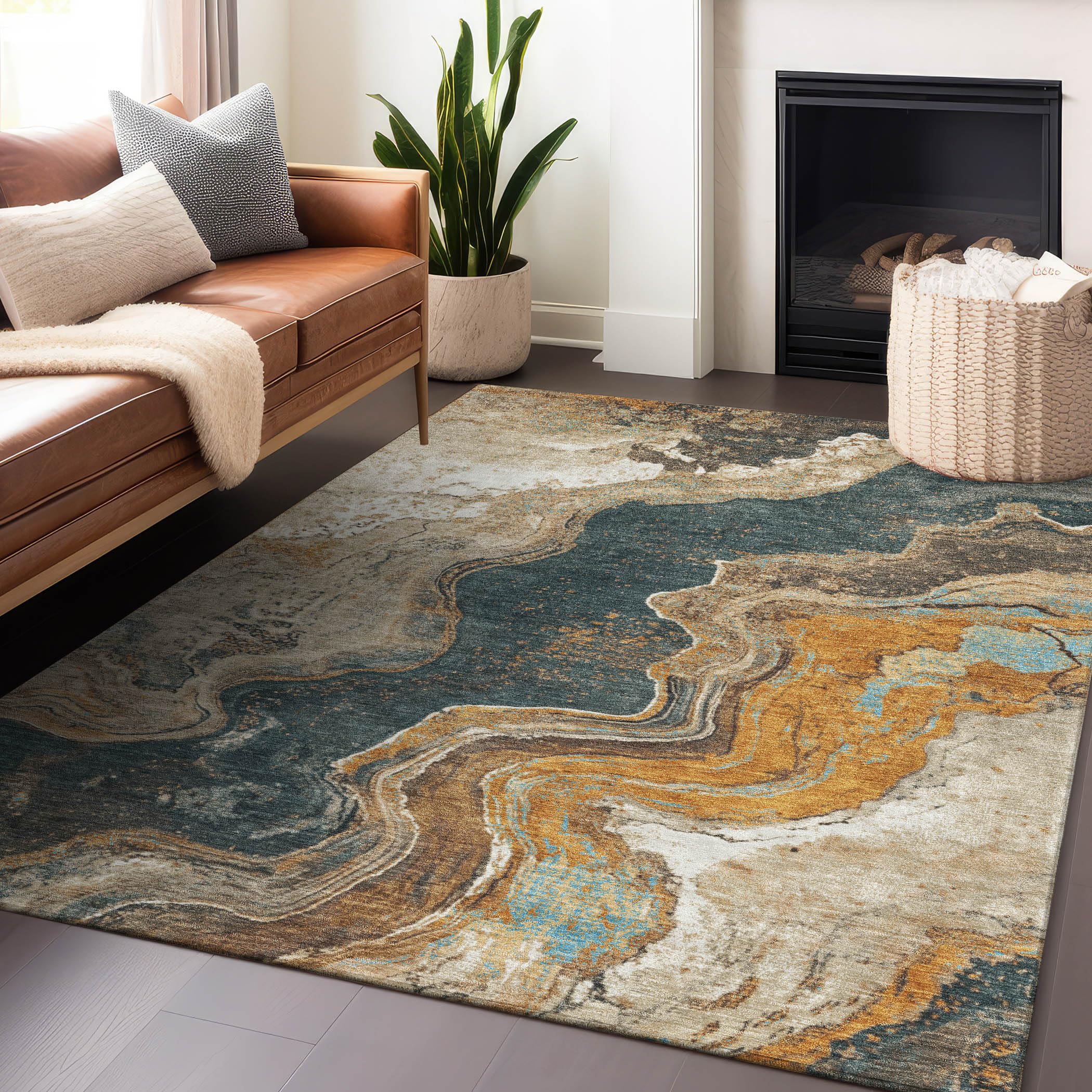 Machine Washable Indoor/Outdoor Chantille Wheat 26 x 310 Rug