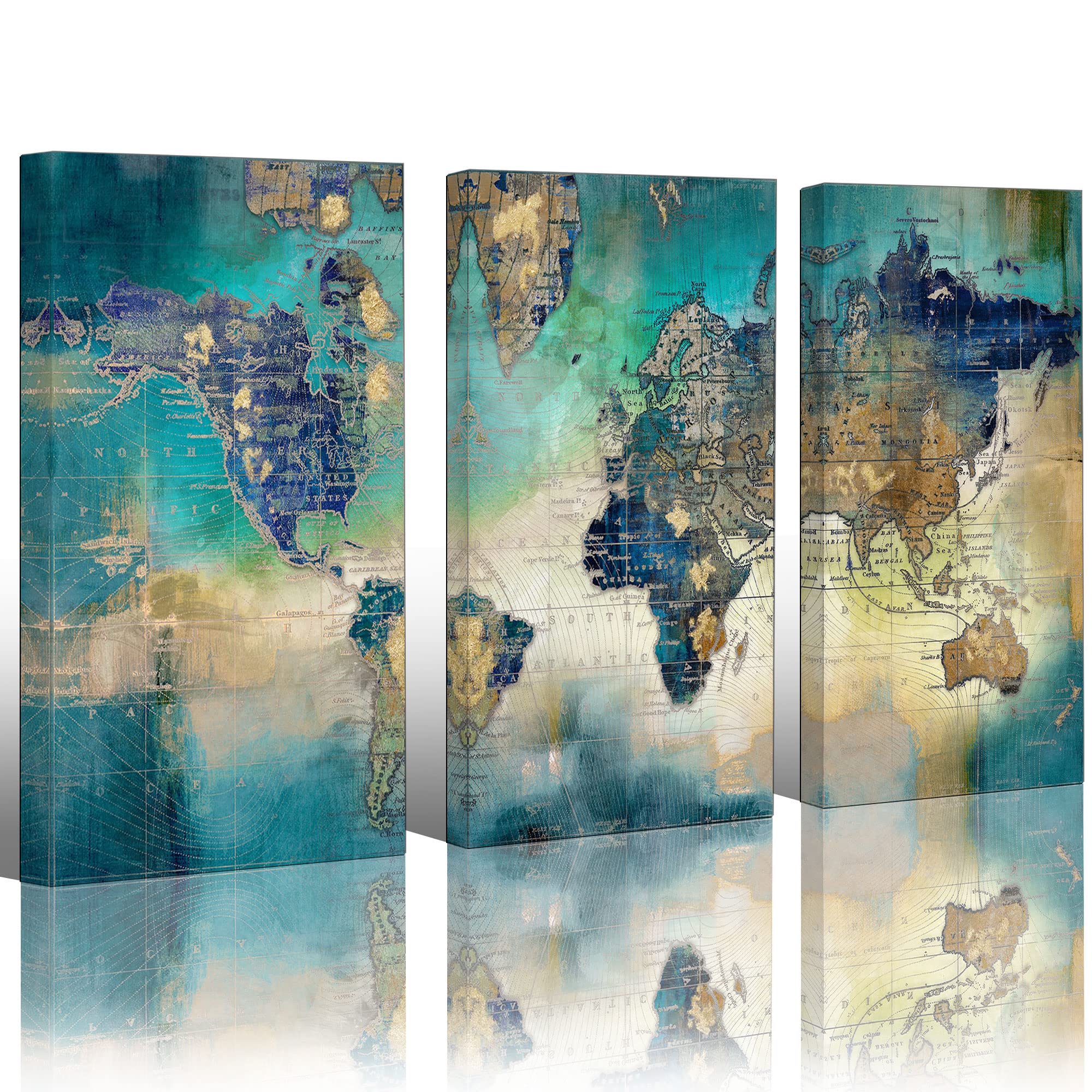 Pogusmavi Canvas Wall Art For Living Room - World Map Wall Decor - Large Wall Art For Bedroom - Office Artwork - Map Wall Art 16