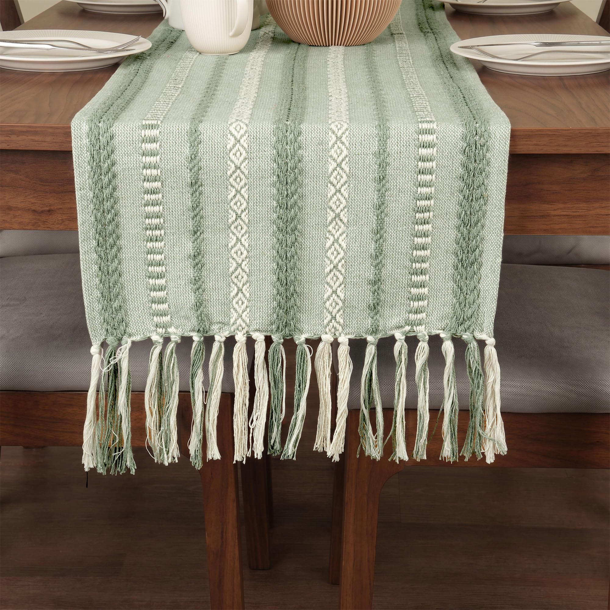 Encasa Xo Dining Table Runner 4 Seater, Boho Woven Handcrafted Runner