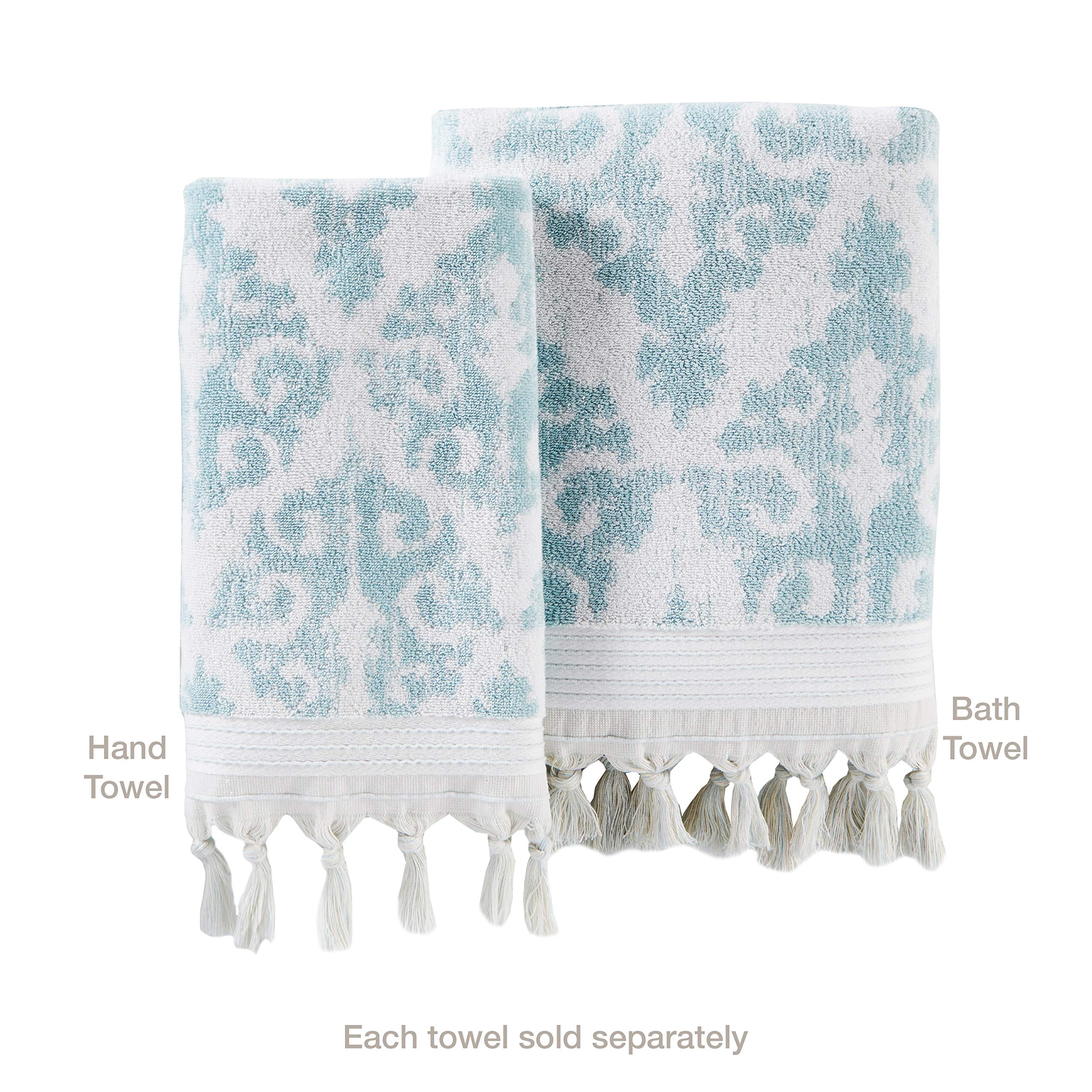 Skl Home Mirage Fringe 100% Turkish Cotton Hand Towel Set, Aqua