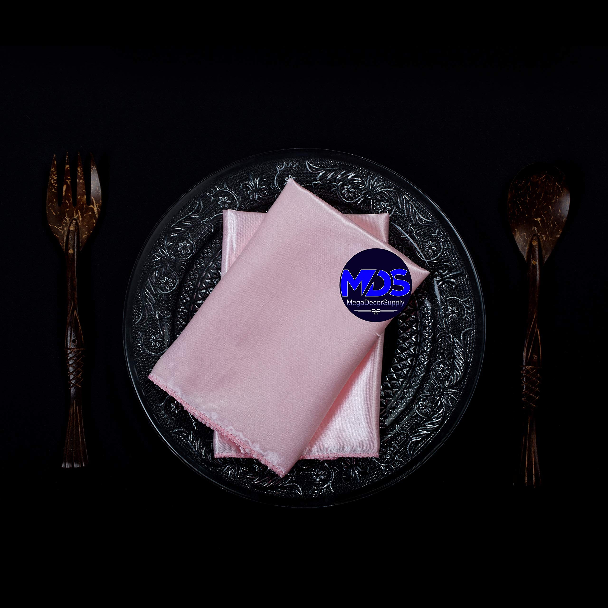 Mds Pack Of 50 Wedding Satin 12''X 12'' Square Dinner Napkin Or Handkerchief For Wedding Banquet Decoration - Blush Pink