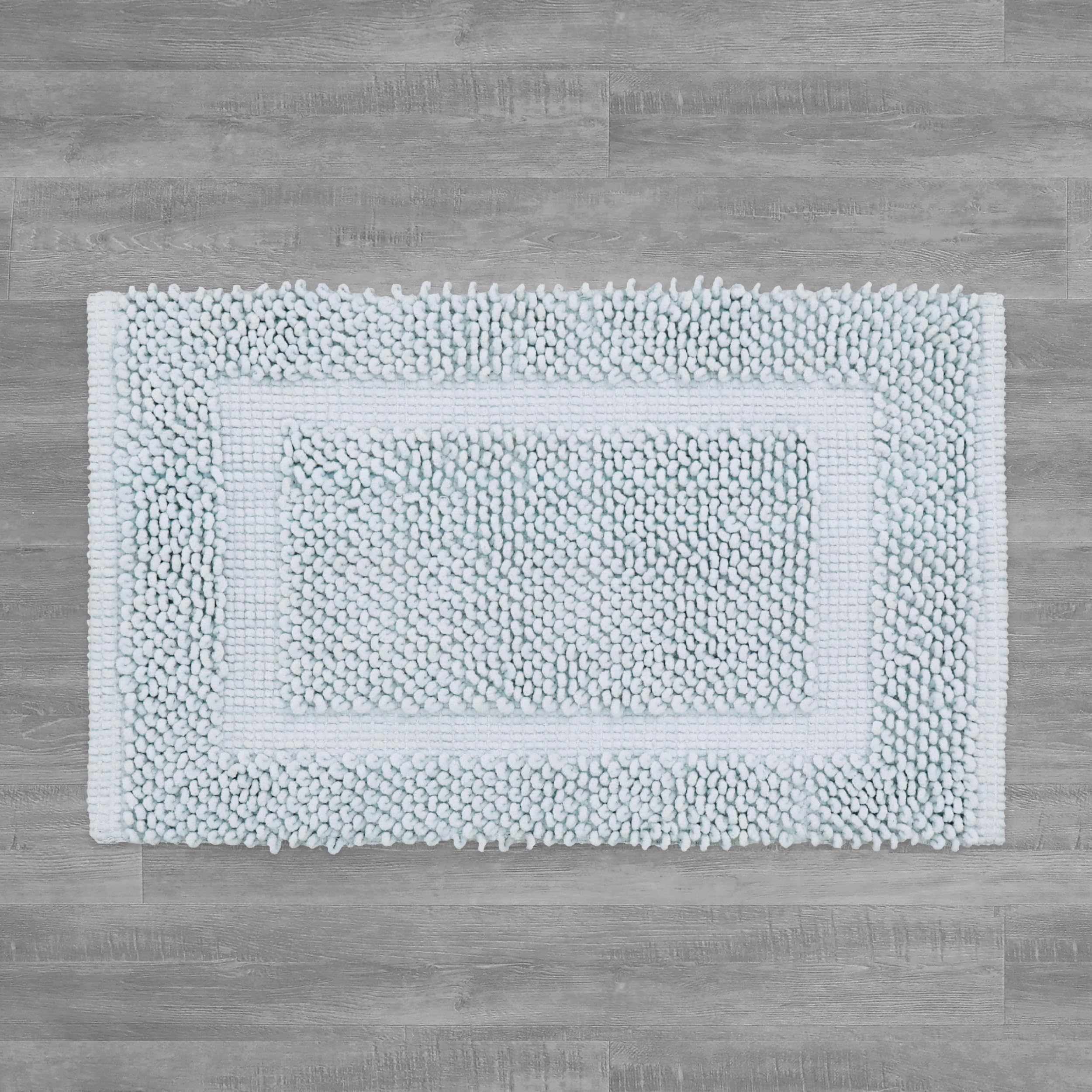 Jean Pierre New York 100% Chenille Cotton Skid Resistant Plush Bath Mat - 20''X32'' Bathroom Rug - Light Blue