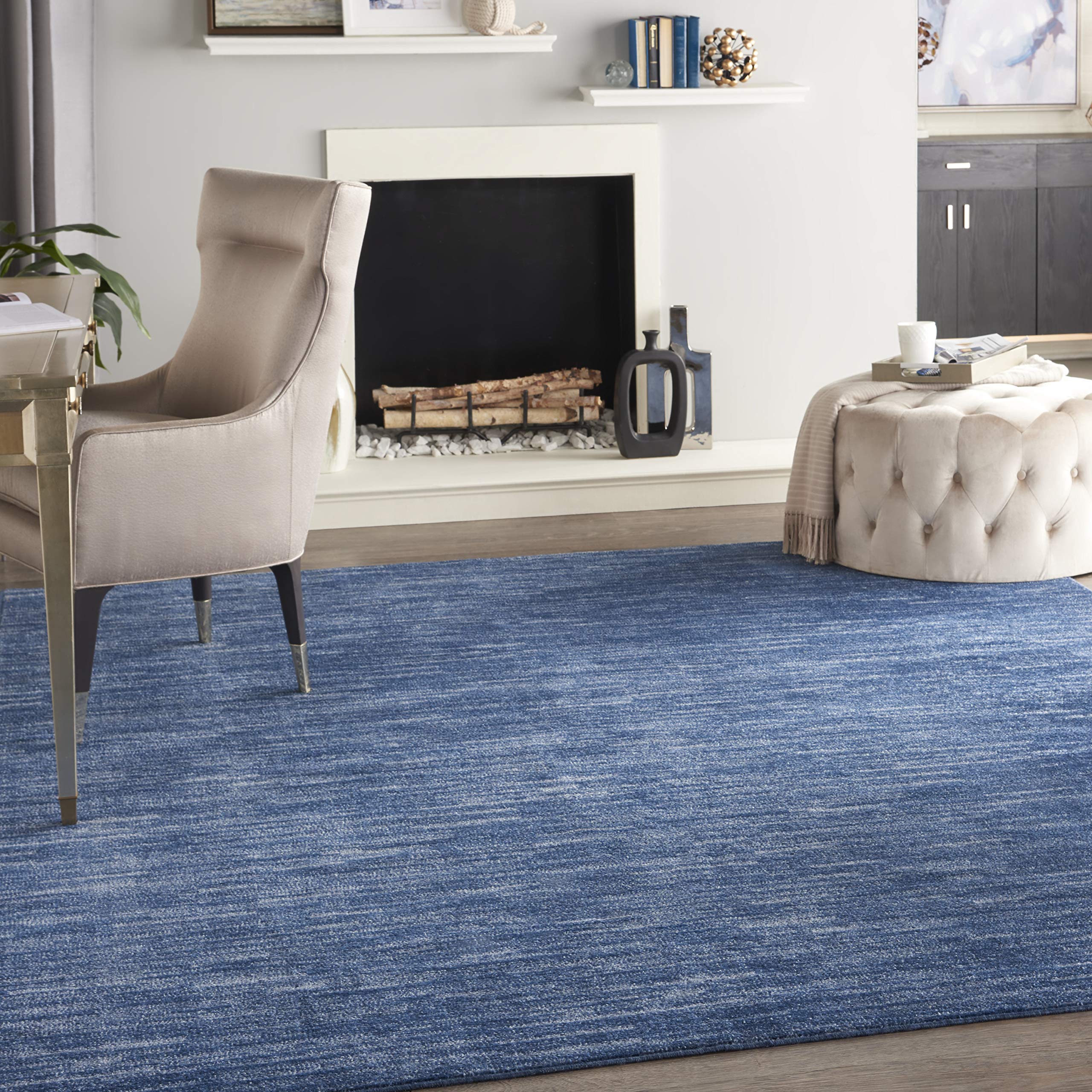 Nourison Essentials Indoor/Outdoor Navy Blue 7 x 10 Area-Rug, Easy-Cleaning, Non Shedding, Bed Room, Living Room, Dining Room,