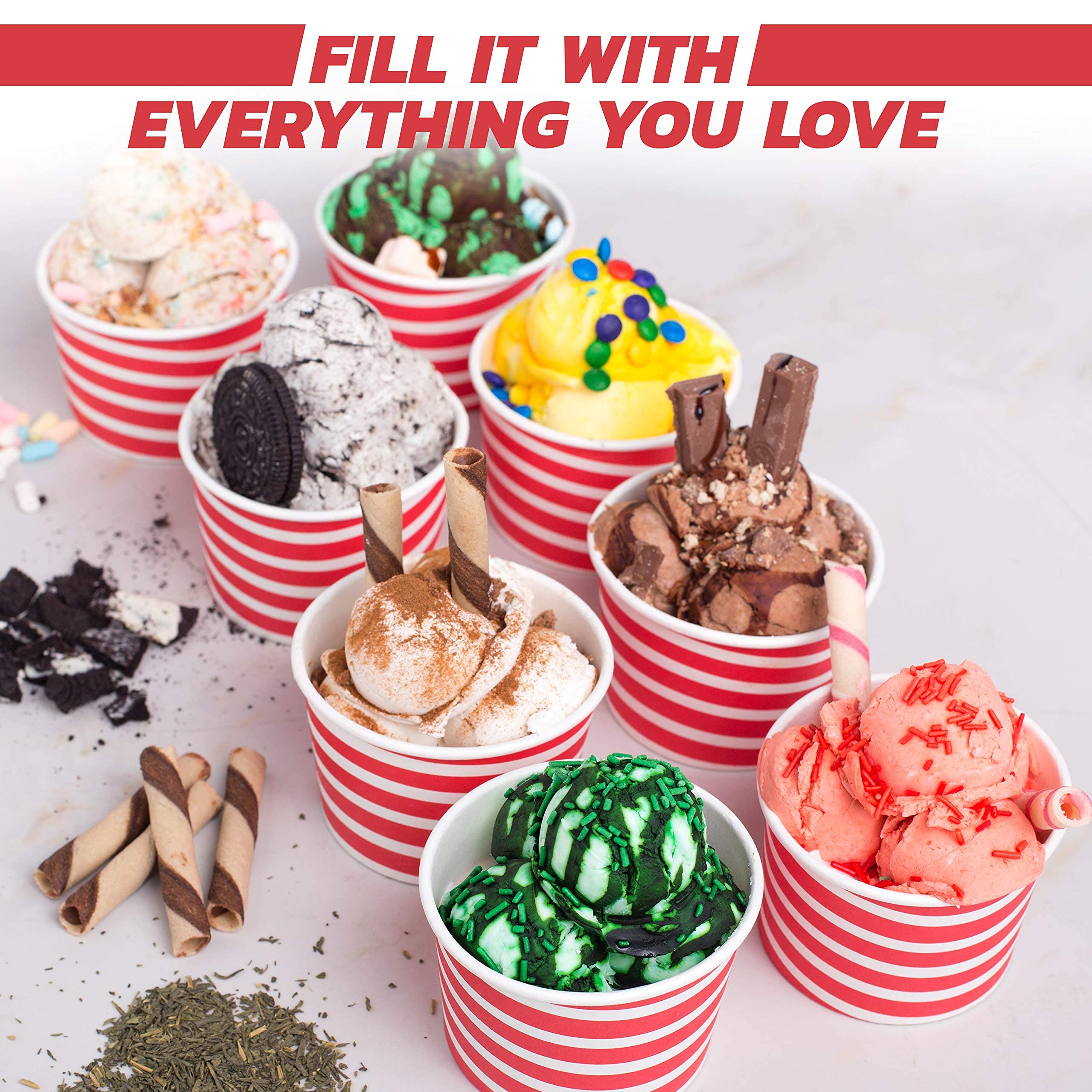 Typtop Ice Cream Cups - 100 Pack Ice Cream Sundae Cups, Frozen Yogurt Dessert Cups