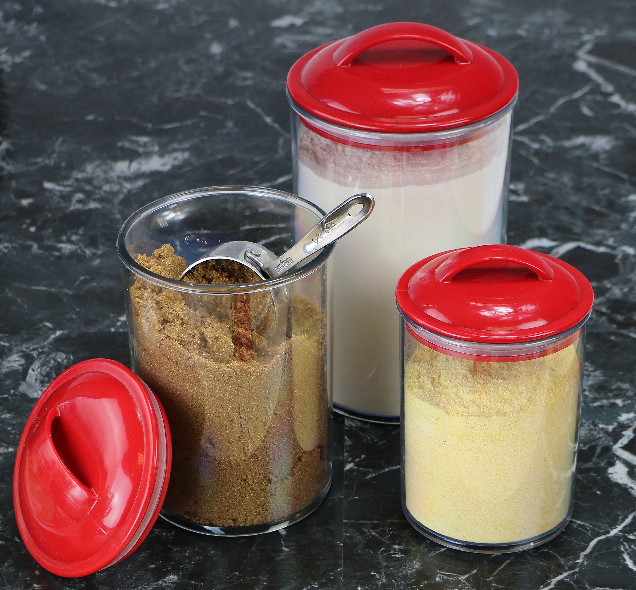 Calypso Basics By Reston Lloyd Acrylic Storage Canisters, Set Of 3, Red