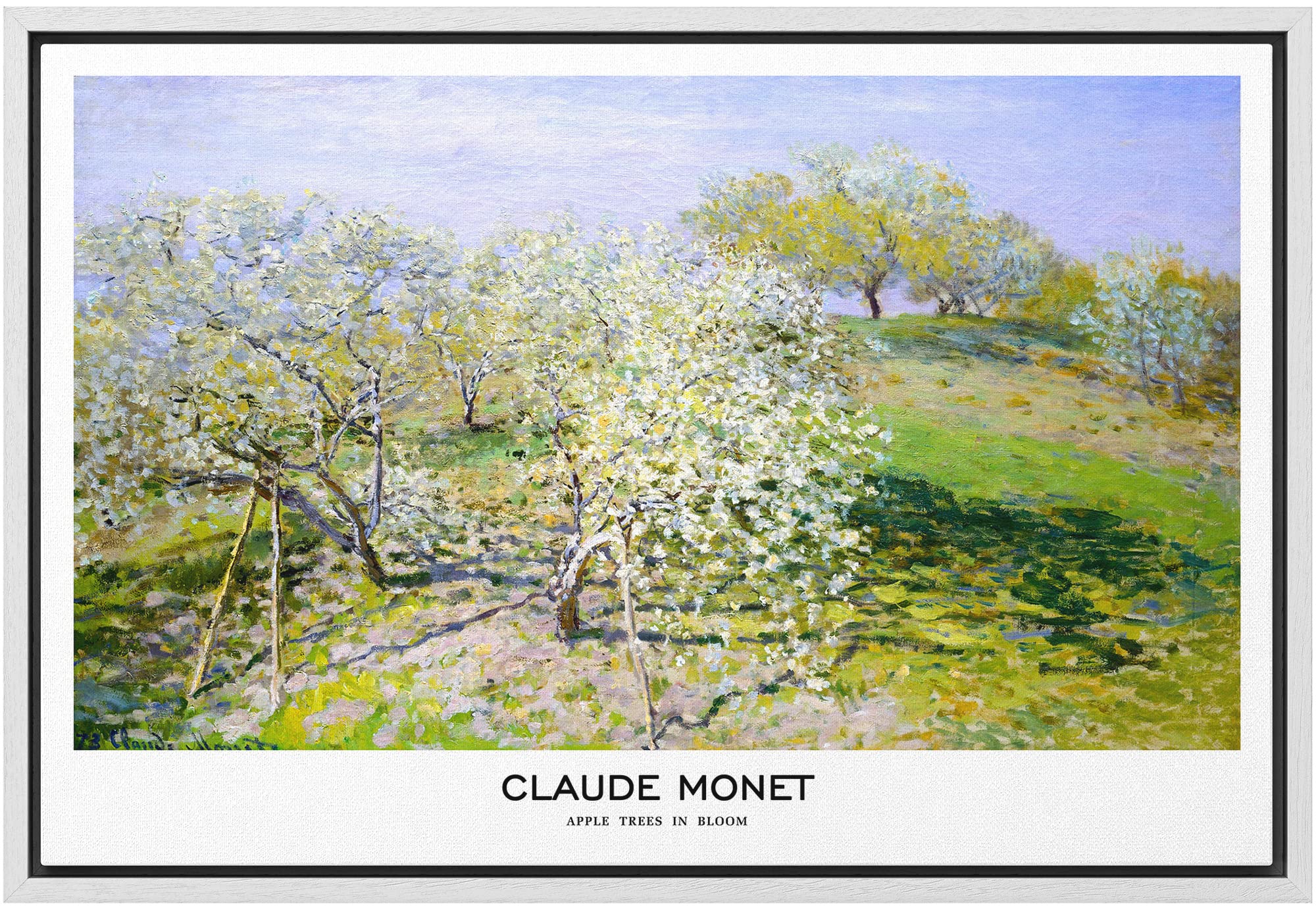 Wall26 Framed Canvas Print Wall Art Apple Trees In Bloom By Claude Monet Historic Classical Illustrations Fine Art Decorative Vi