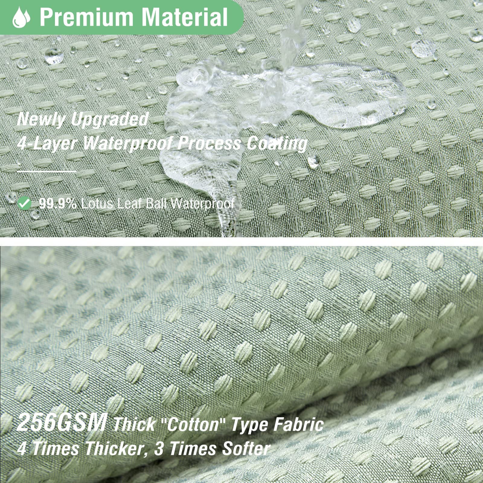 Dynamene Stall Fabric Shower Curtain - 36x72 Waffle Weave Weighted Cloth Shower Curtains for Bathroom  Neutral Heavy Duty Hotel Spa Luxury Bath Curtain Set with 6 Plastic Hooks Sage Green