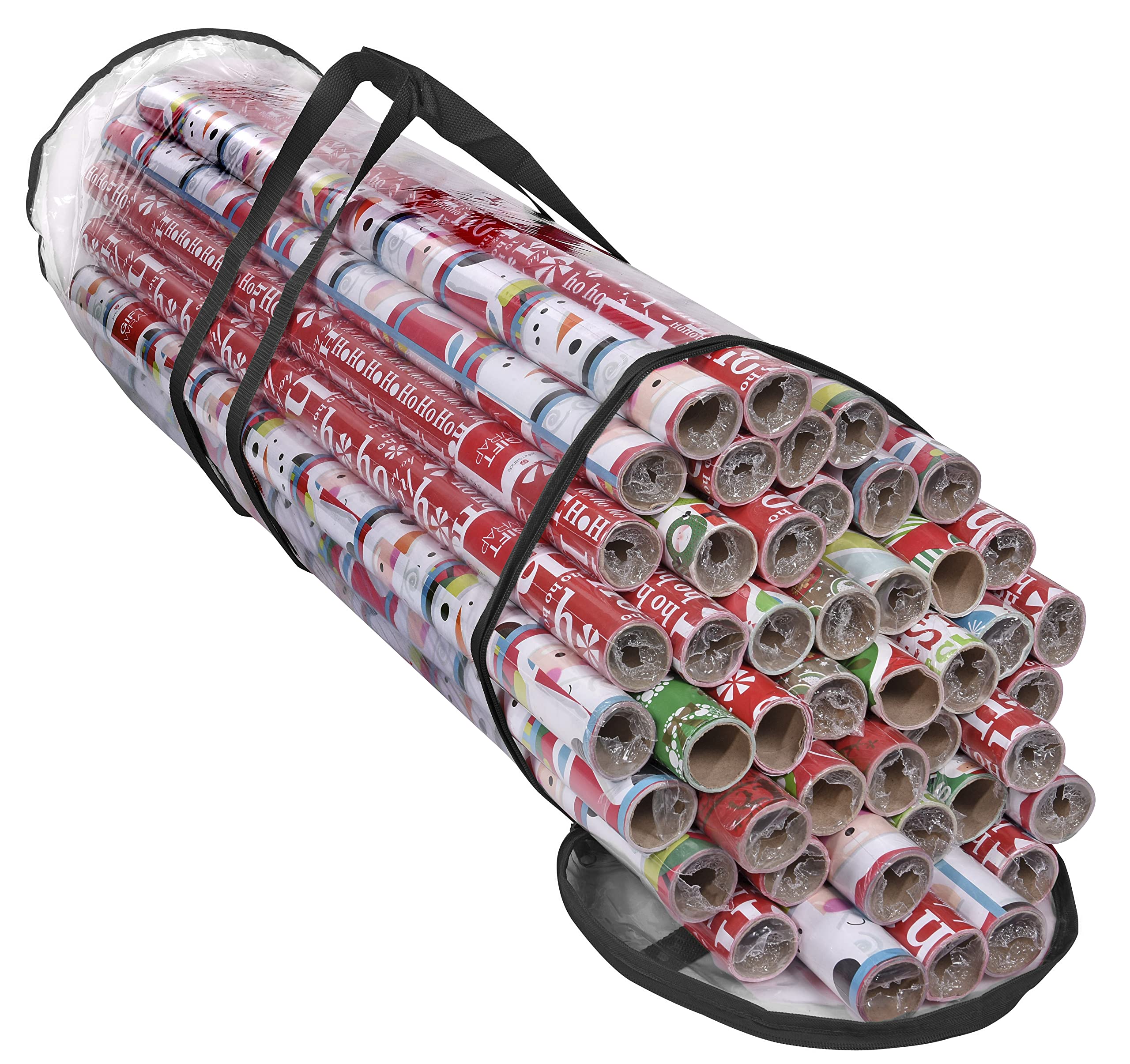 Primode Wrapping Paper Storage Bag, Gift Wrap Organizer, Fits 40 Inch Long Rolls, Hold Up To 24 Rolls, Heavy Duty Clear Pvc Bag