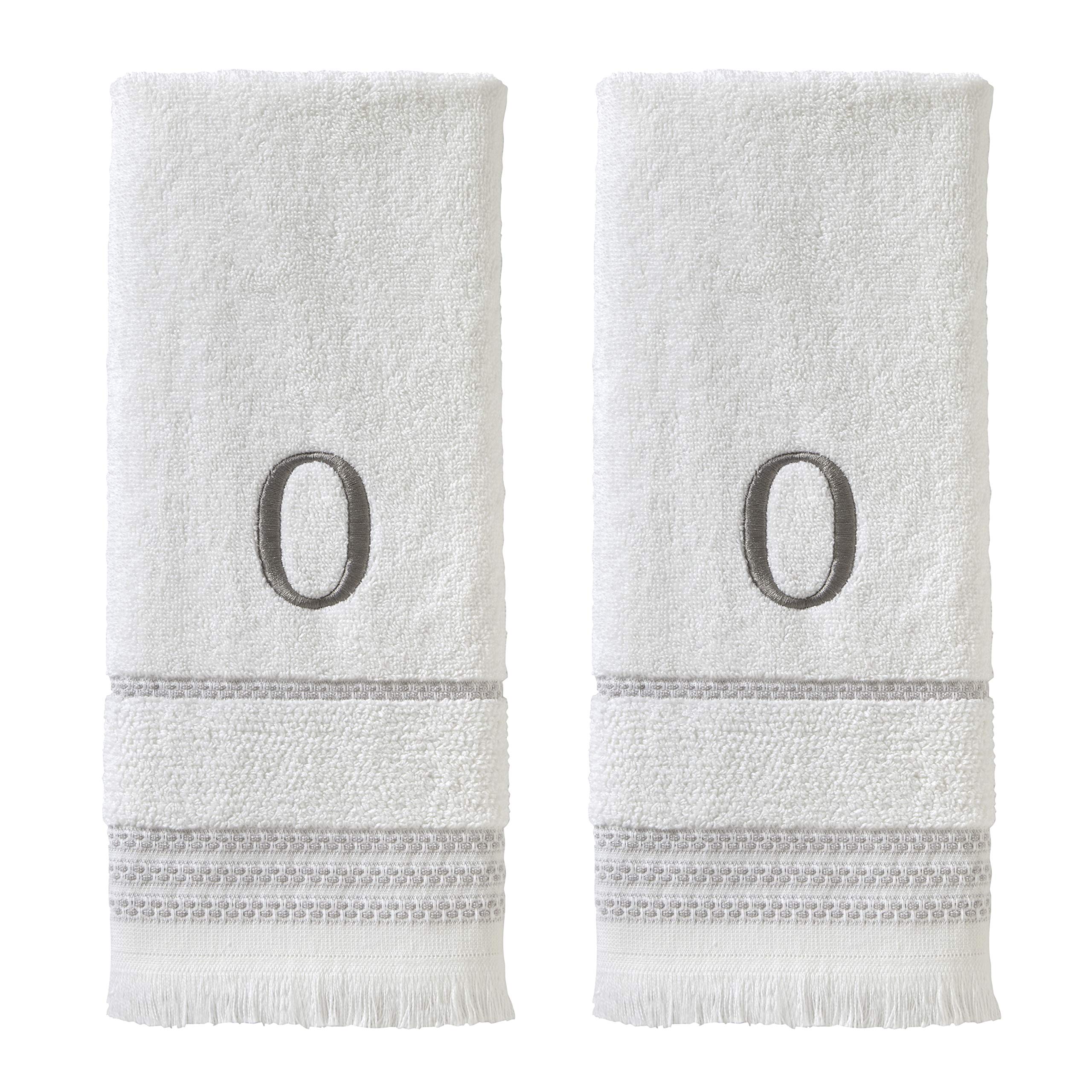 Skl Home Casual Monogram Hand Towel Set, O, 16X26, White 2 Count