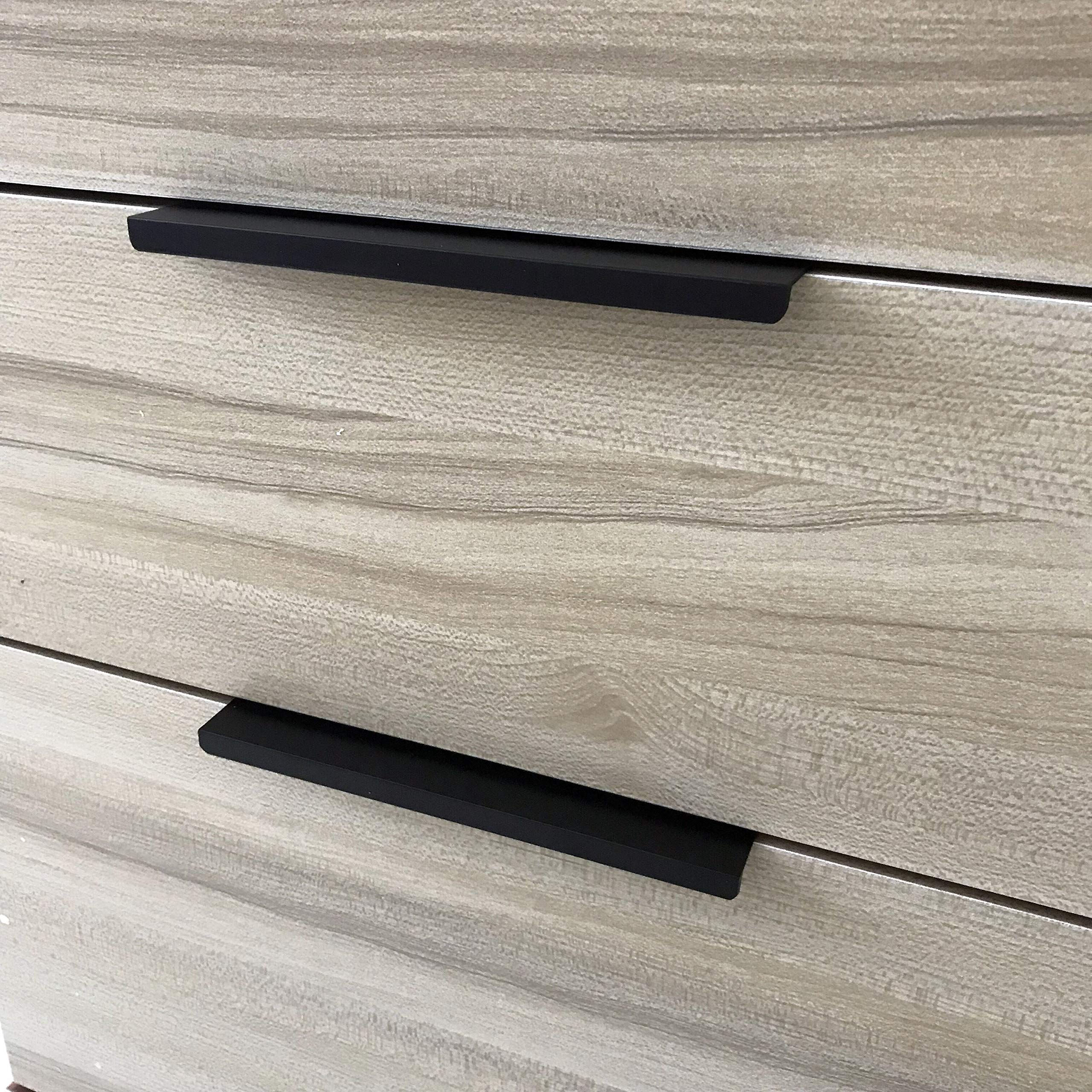 4-Pack Cabinets Drawers Edge Pulls - 10 Overall Length, Black, Concealed Tab Pulls For Kitchen Garage Cabinet Drawers, Pw5018B25