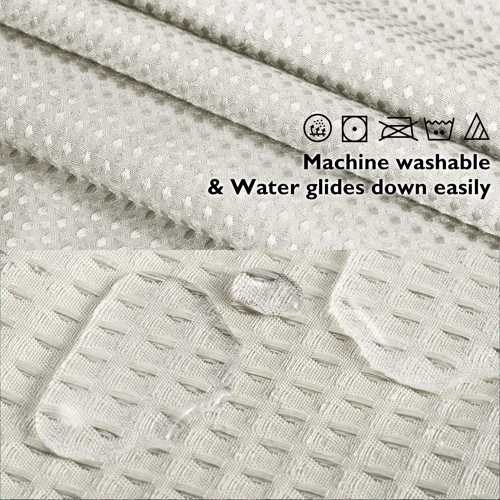 Lagute Snaphook Truecolor Hook Free Shower Curtain | Removable Liner | See Through Top | Machine Washable | Cream