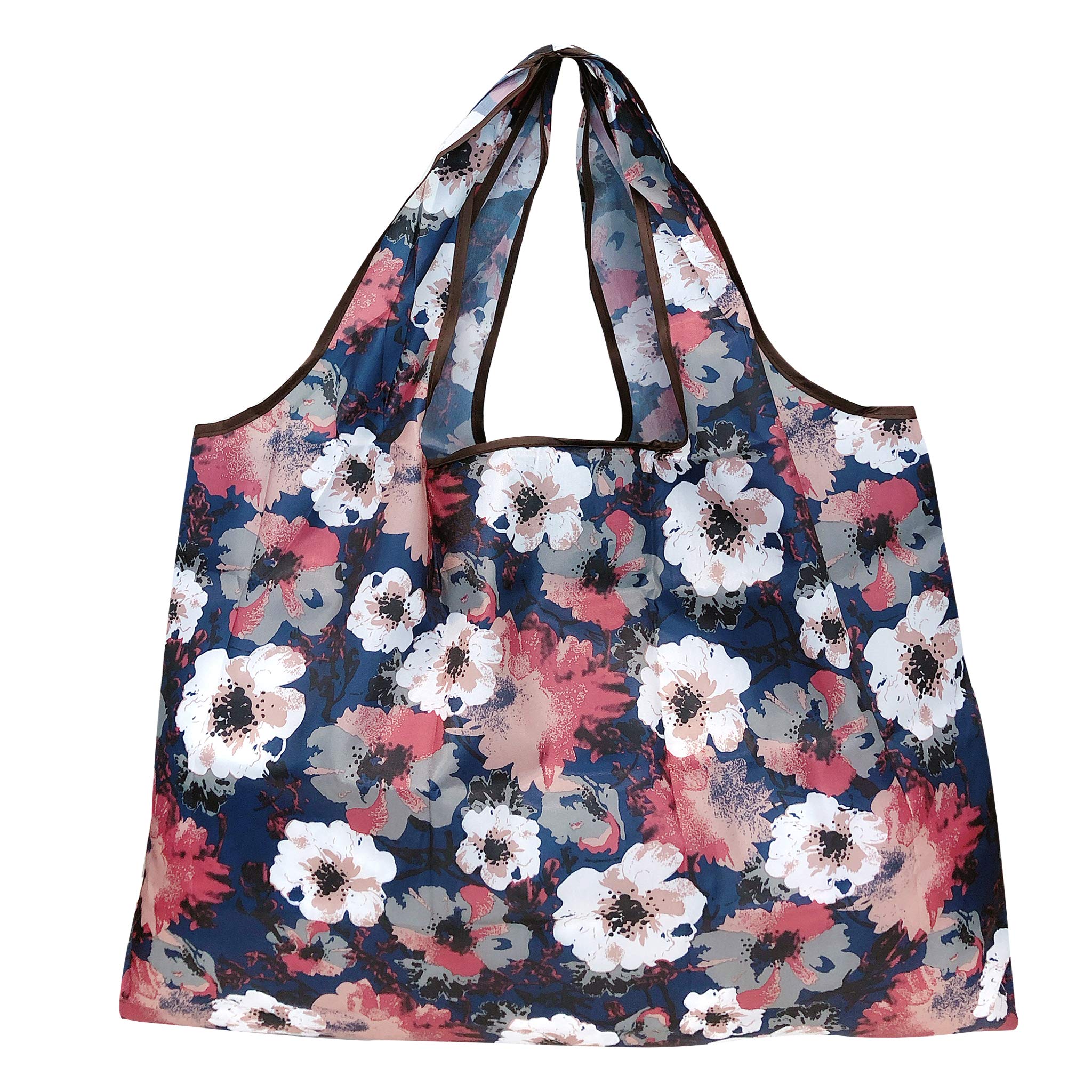 Wrapables Eco-Friendly Large Nylon Reusable Shopping Bags (Set Of 3), Bright Floral
