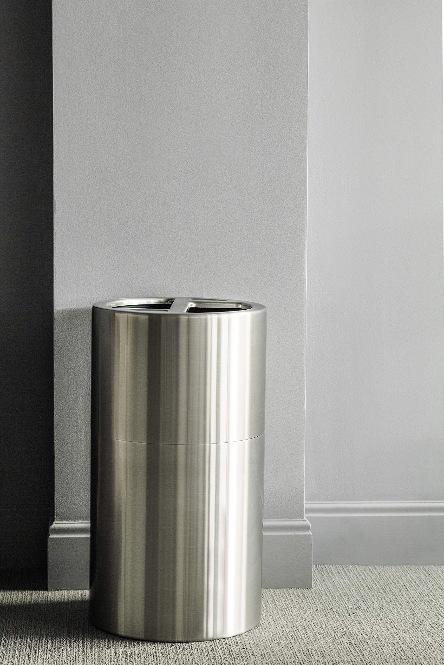 Safco Dual-Bin Indoor Contemporary-Style Recycling & Trash Can With Decals, Stainless Steel, 30 Gallon, Silver
