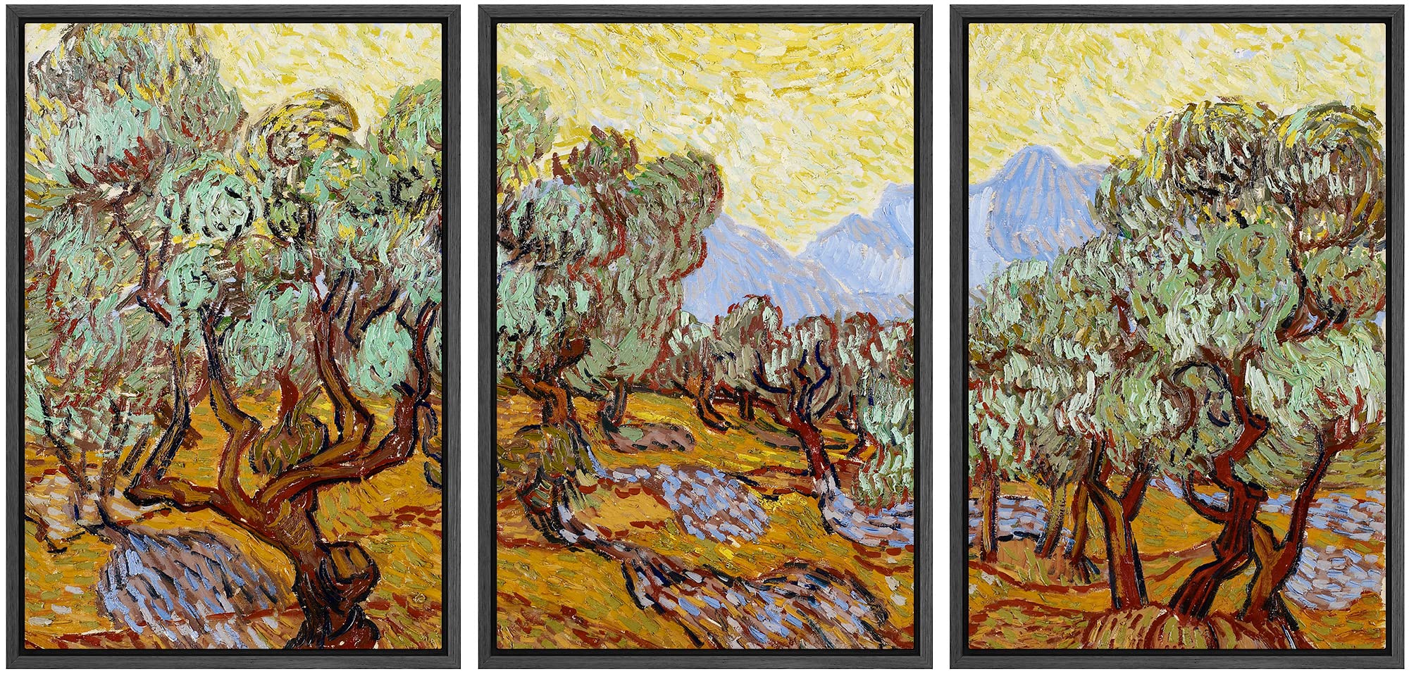 Wall26 Framed Canvas Print Wall Art Set Olive Trees By Vincent Van Gogh Nature Wilderness Illustrations Fine Art Relax/Calm Mult