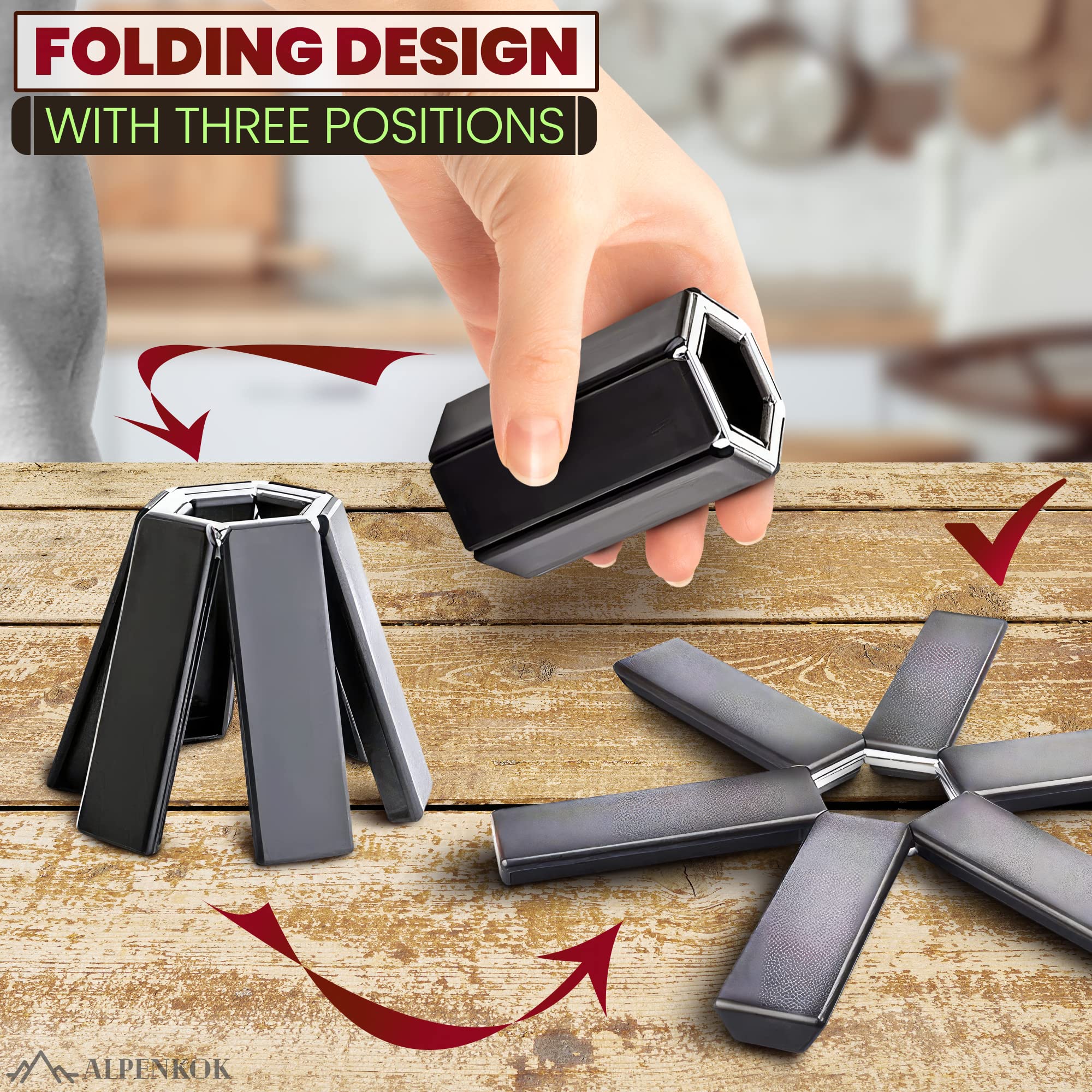 5 Pcs Foldable Trivets For Hot Dishes - Trivets For Hot Pots And Pans Hot Pads For Countertops Hot Pan Holder For Counter - Fold