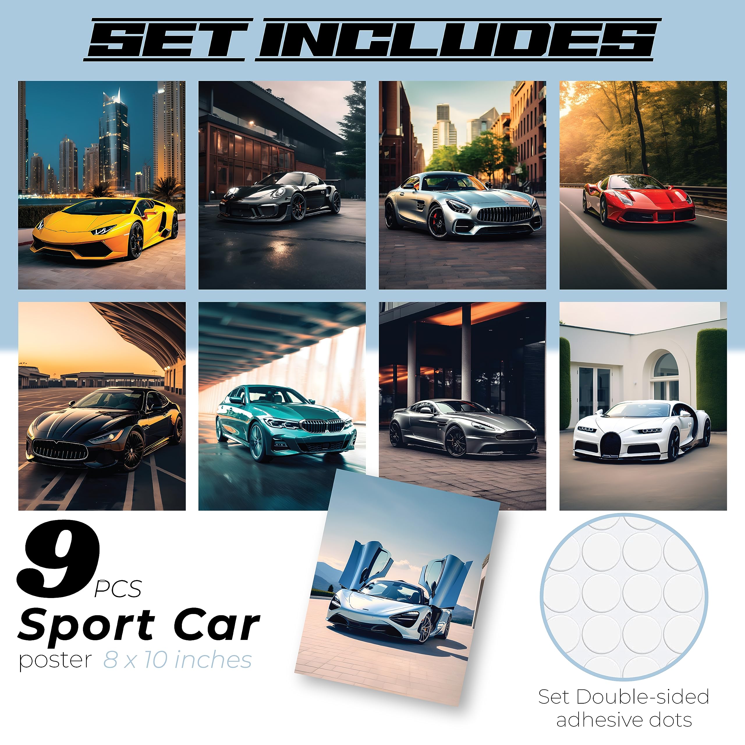 97 Decor Super Car Posters For Boys Room - Modern Car Wall Art Prints, Sport Car Poster For Men, Racing Car Room Decor For Teen