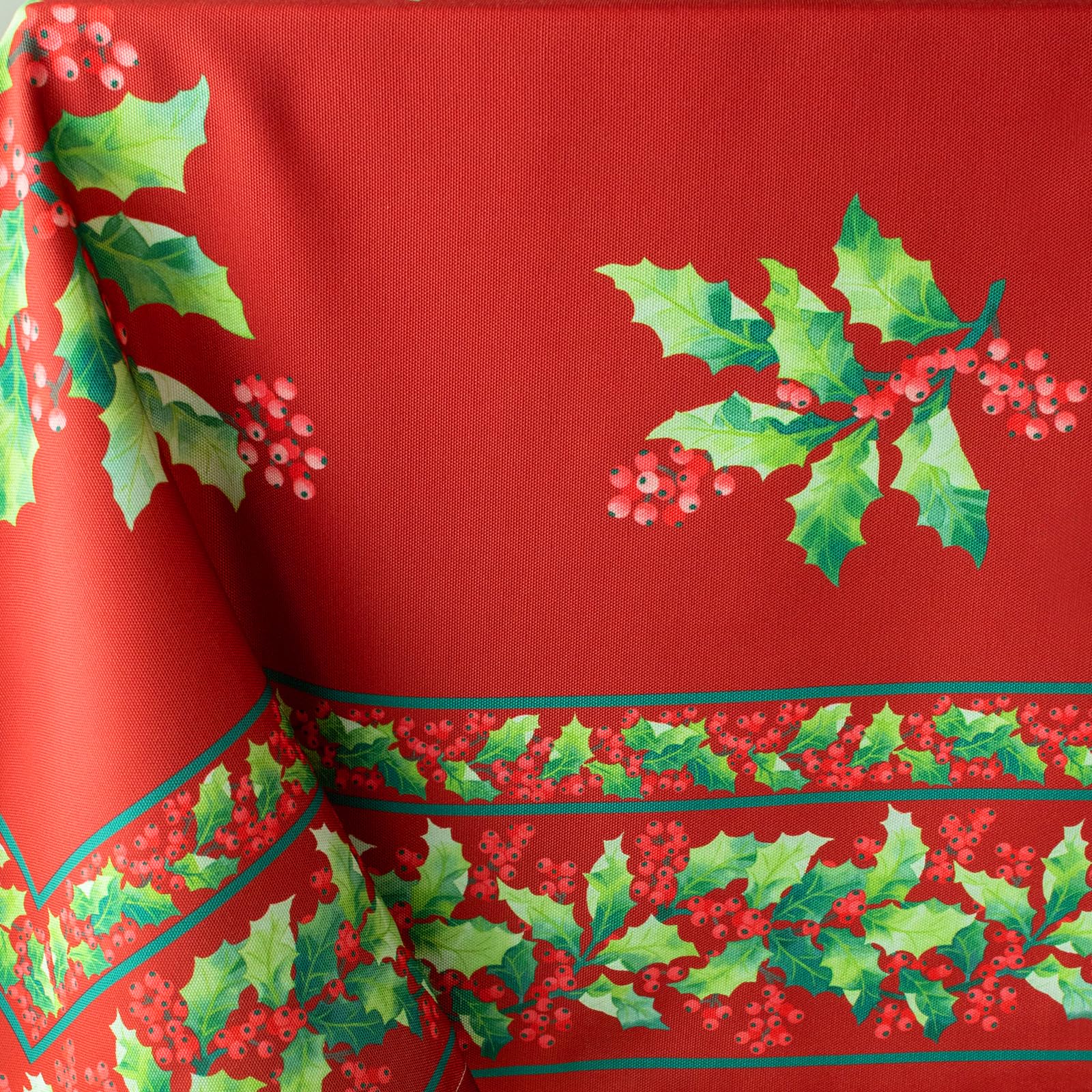 Benson Mills Christmas Ribbons Engineered Printed Fabric Table Runner, Winter, Holiday And Christmas Tablecloth (16'' X 90'' Tab