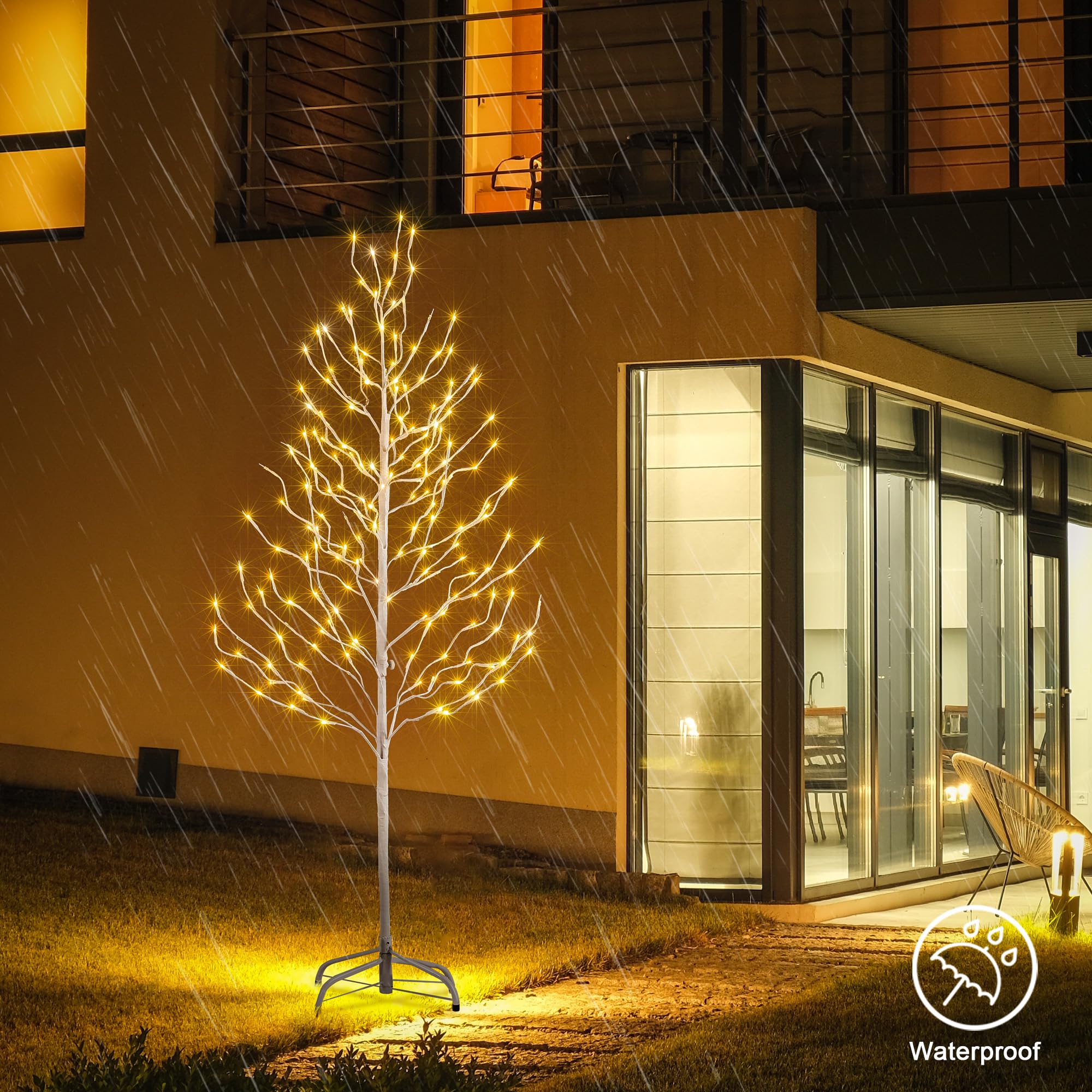 LIGHTSHARE 5FT 200L Lighted Star Light,Warm White Lighted Tree Decoration Light,Home/Festival/Party/Christmas,Indoor and Outdoor