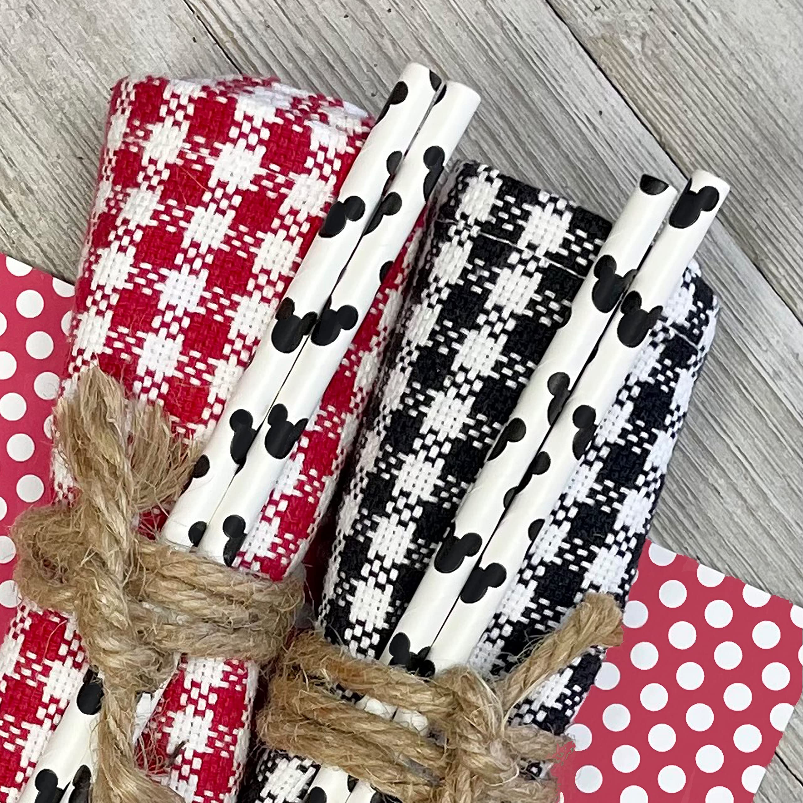 Mickey Mouse Inspired Paper Straws - Black White - 100 Pack - Outside the Box Papers Brand