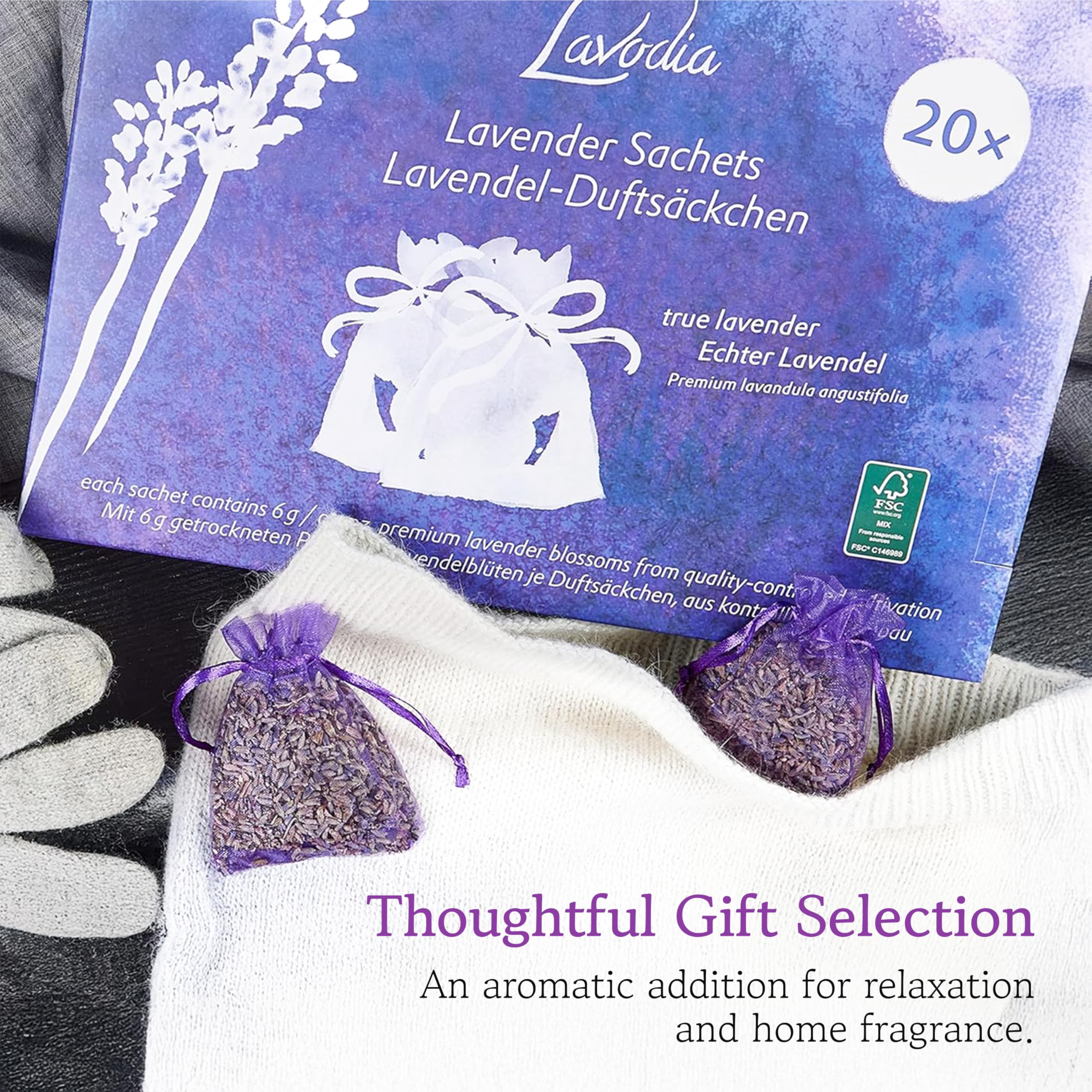Lavender Sachets for Drawers and closets: 20 Lavender Bags with Dried Lavender Flowers - closet Freshener  closet Scent - Lavender Sachet Bags Lavodia