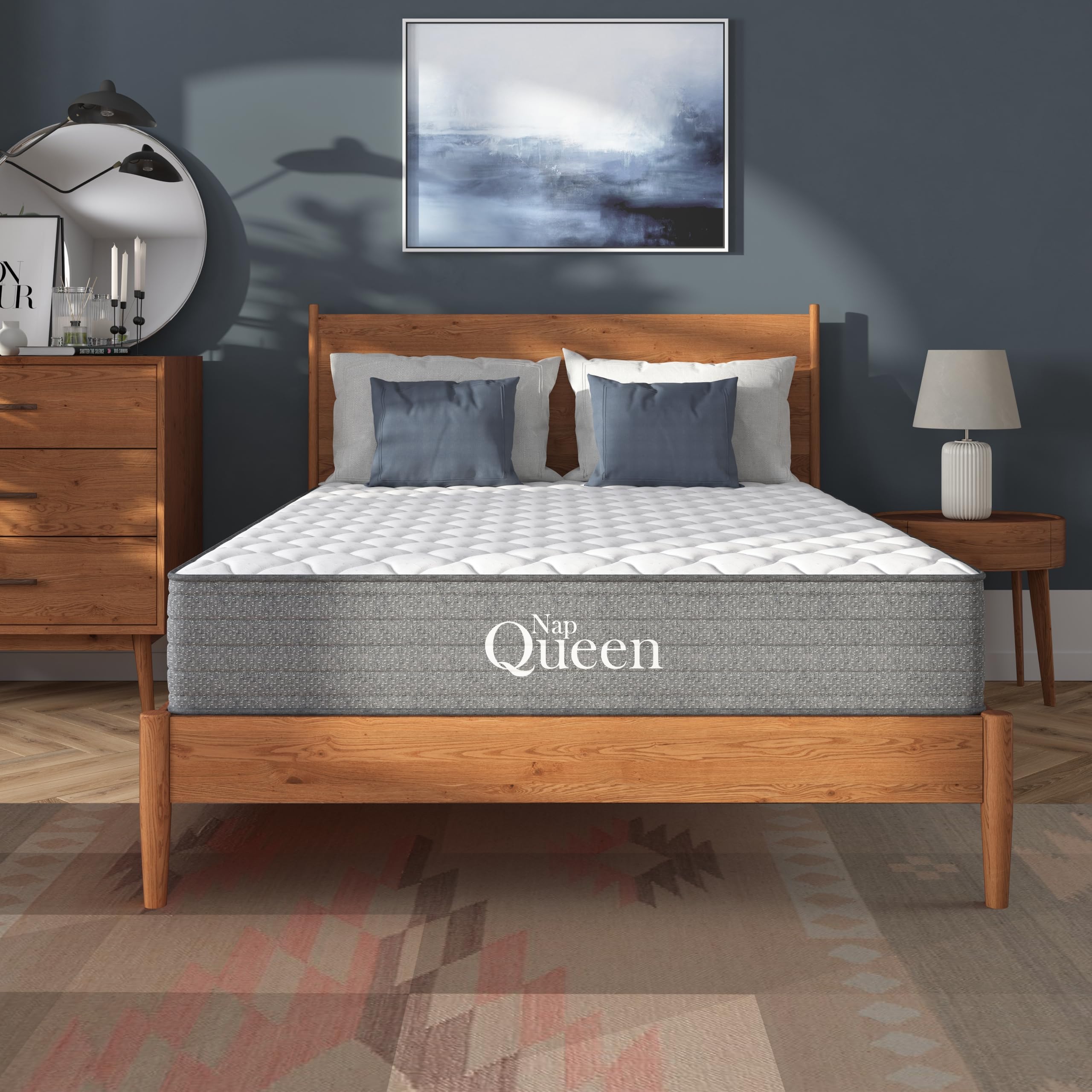 Napqueen 8 Inch Full, Valeria Hybrid Cooling Gel Memory Foam & Pocket Coil Spring Mattress, Certipur-Us Certified, Fiberglass-Fr