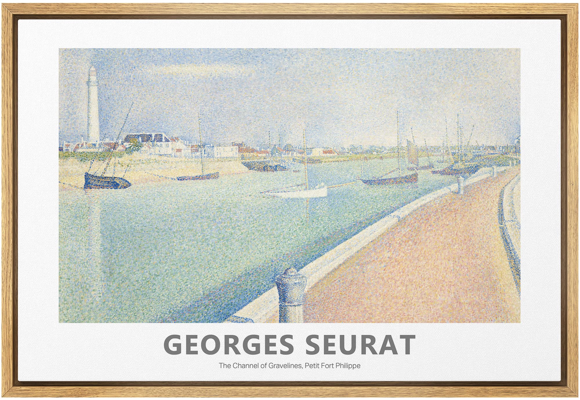 Wall26 Framed Canvas Print Wall Art Green The Channel Of Gravelines By Georges Seurat Historic Illustrations Impressionism Fine