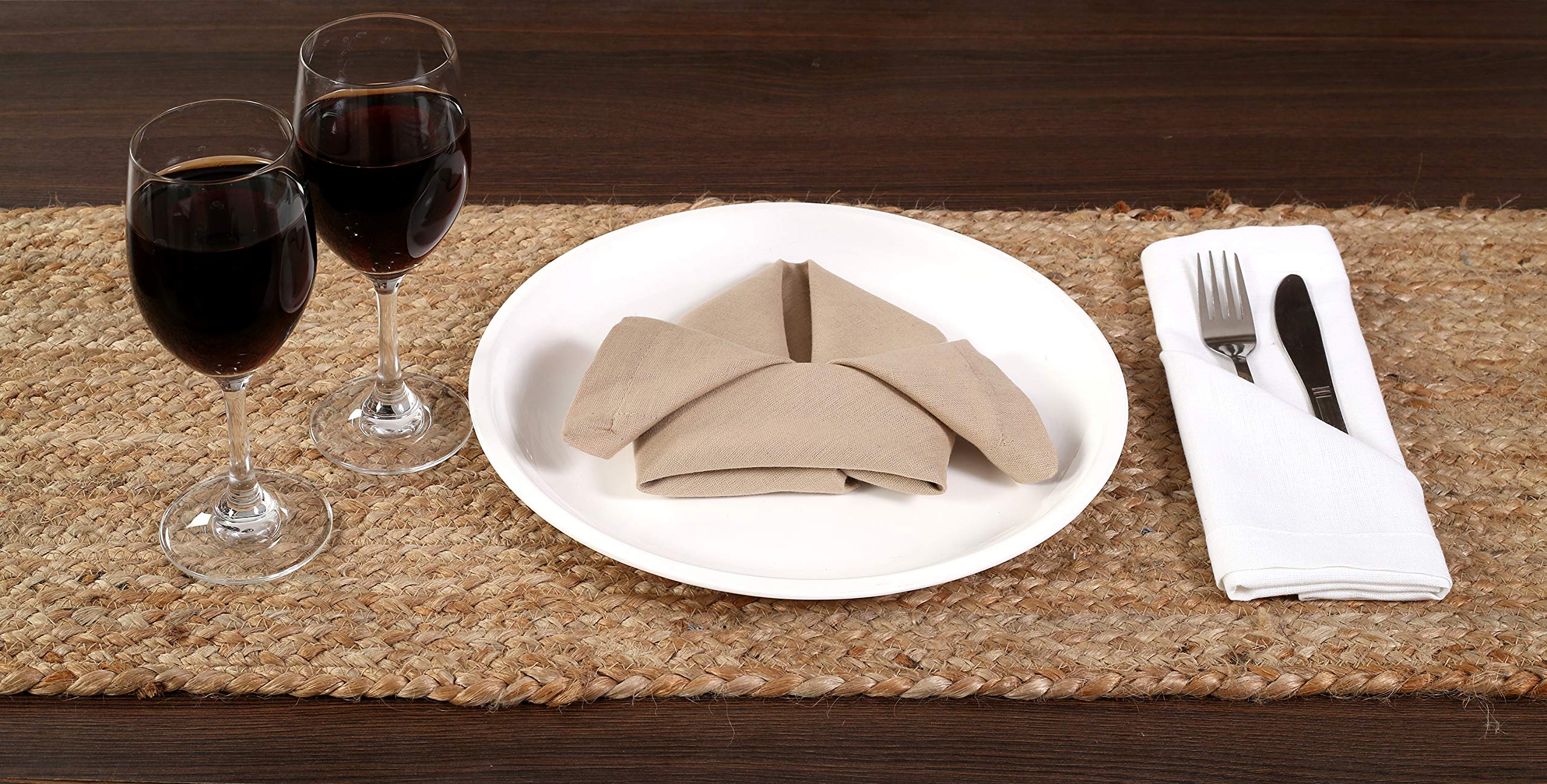 Ramanta Home Jute Burlap Braided Table Runner, Reversible, 13x36 Inches, Natural Farmhouse Decor