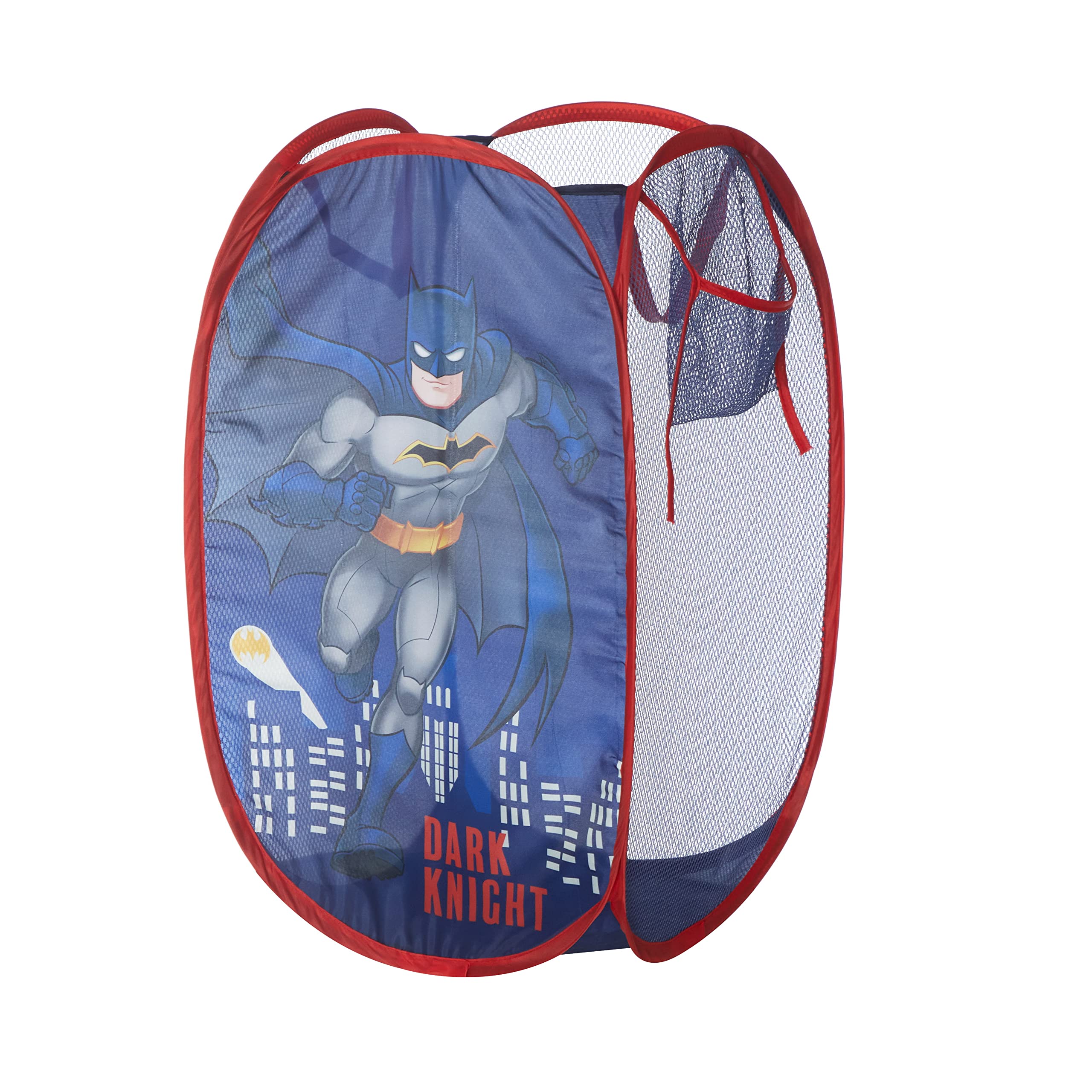 Idea Nuova Batman Pop Up Hamper With Durable Carry Handles, 21'' H X 13.5'' W X 13.5'' L, Batman/Blue